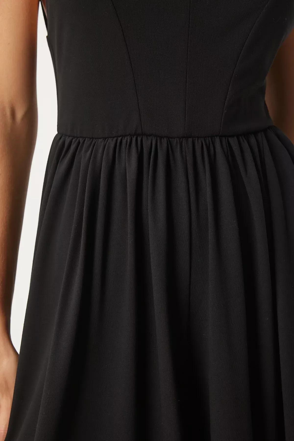 Black Rope Strap V-Neck Knitted Jumpsuit, , large image number 4