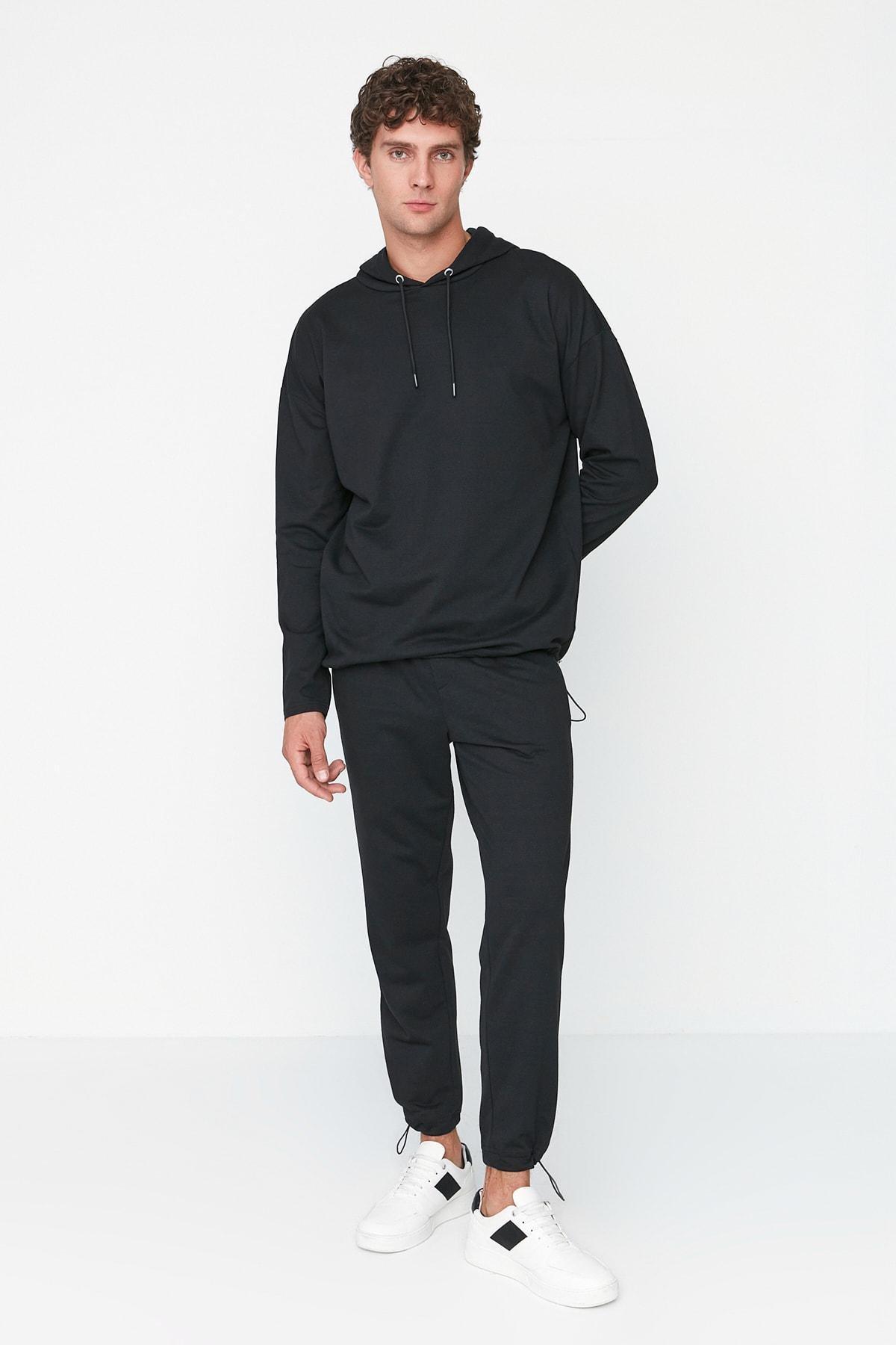 Black Striped Hooded Sweatsuit, , large image number 0