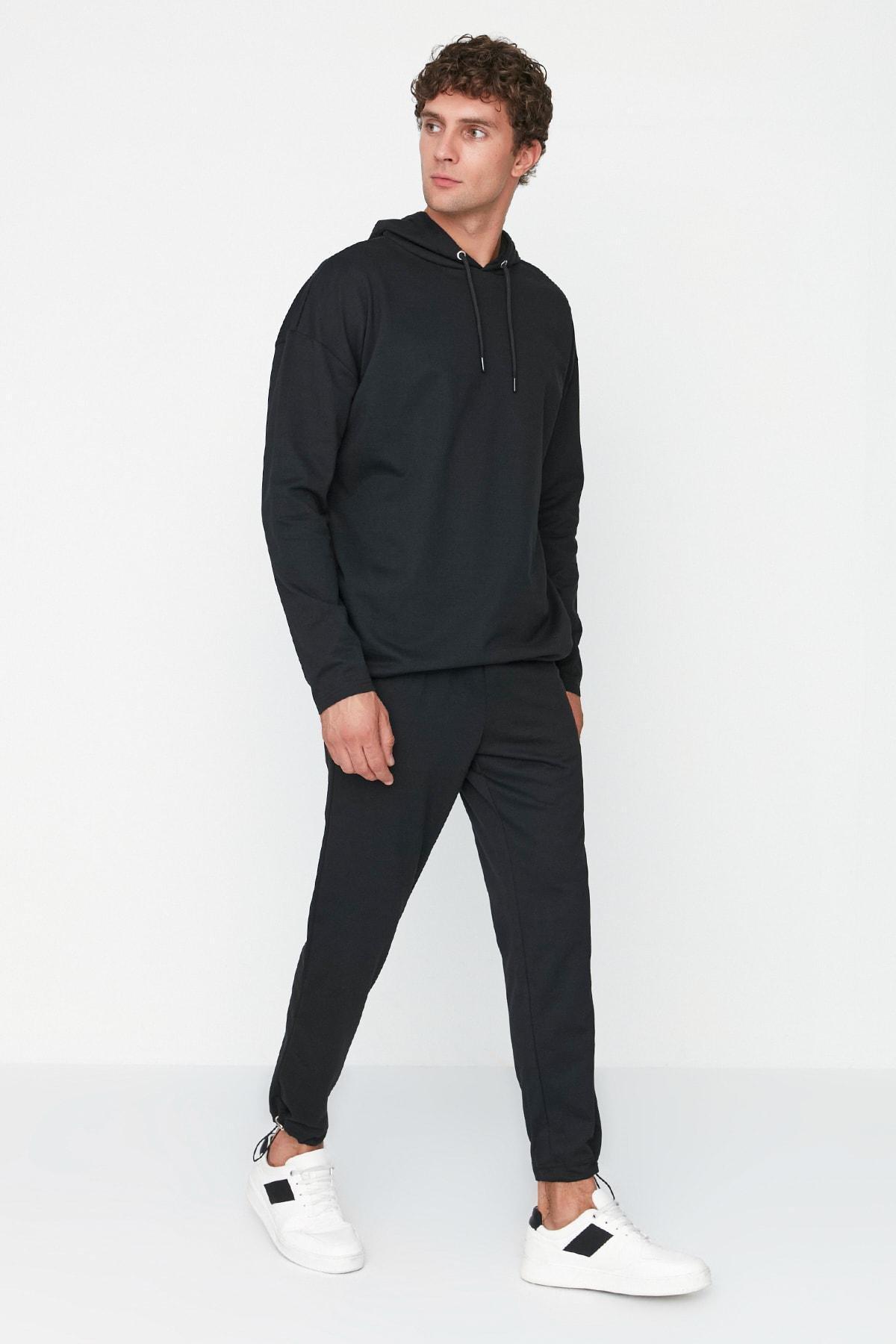 Black Striped Hooded Sweatsuit, , large image number 1