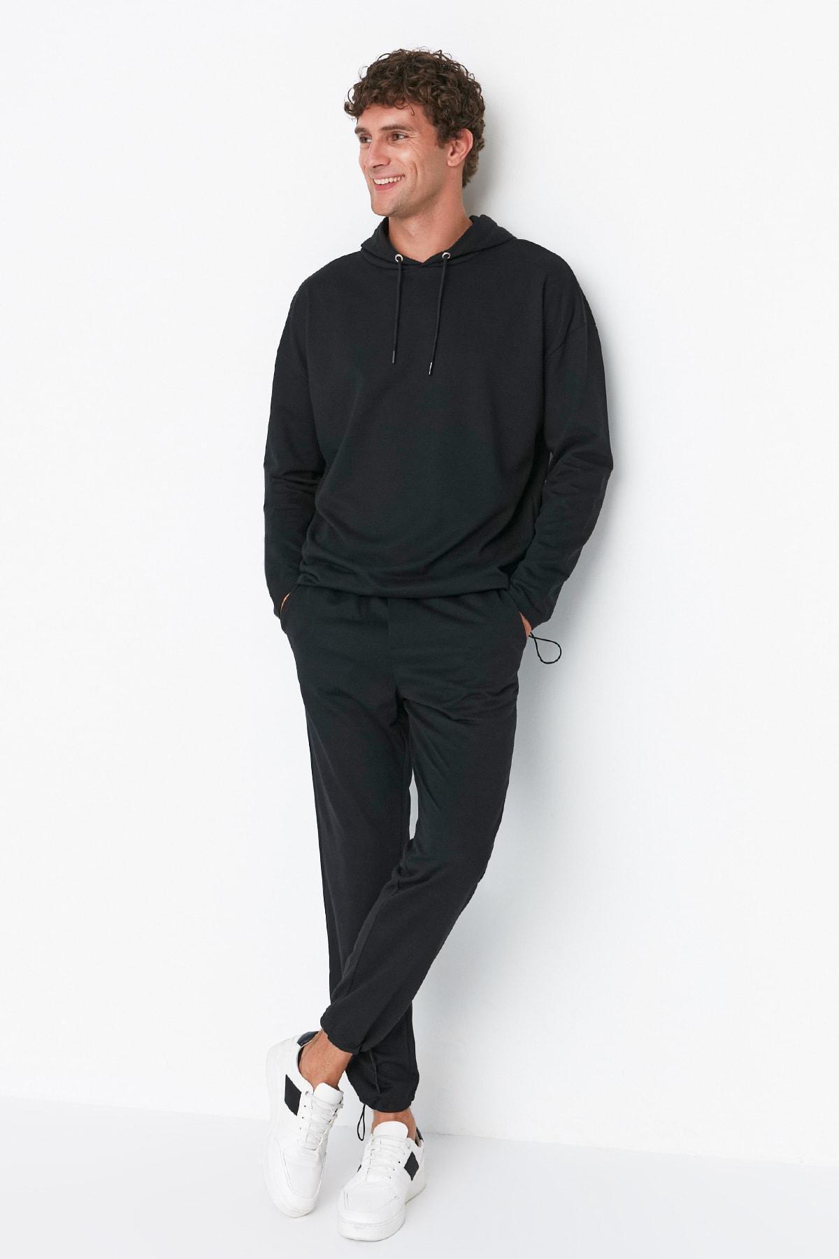 Black Striped Hooded Sweatsuit, , large image number 2