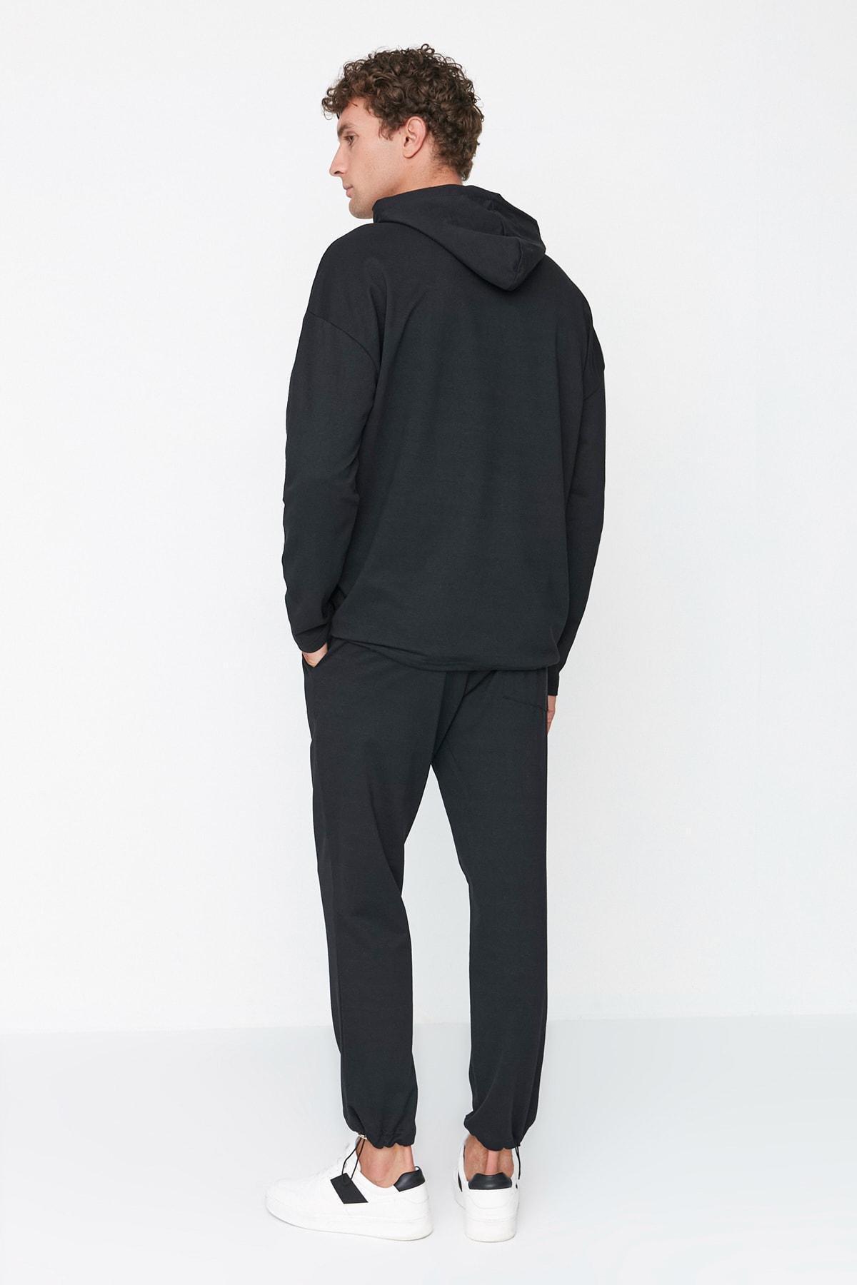 Black Striped Hooded Sweatsuit, , large image number 4