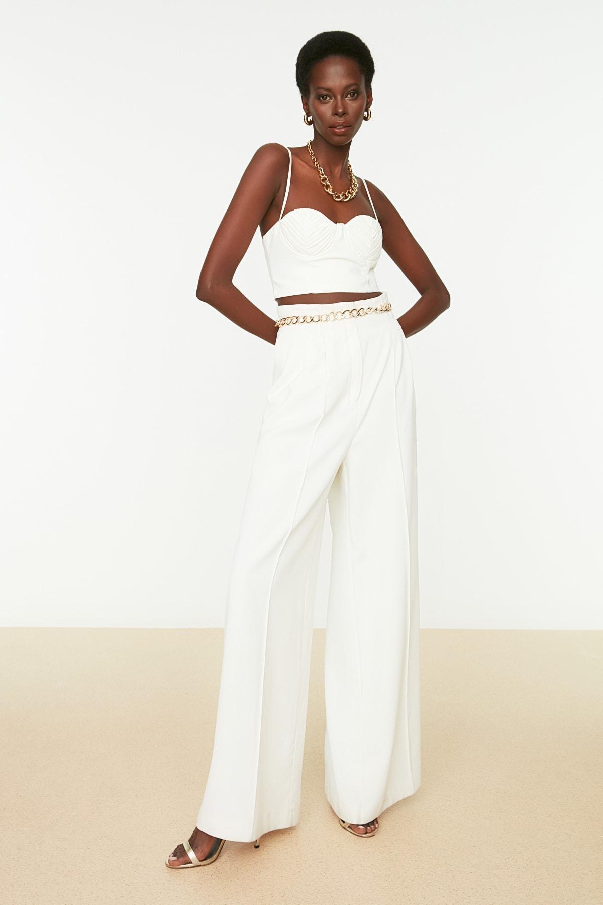 White Plain Sweetheart Crop Top, , large image number 3