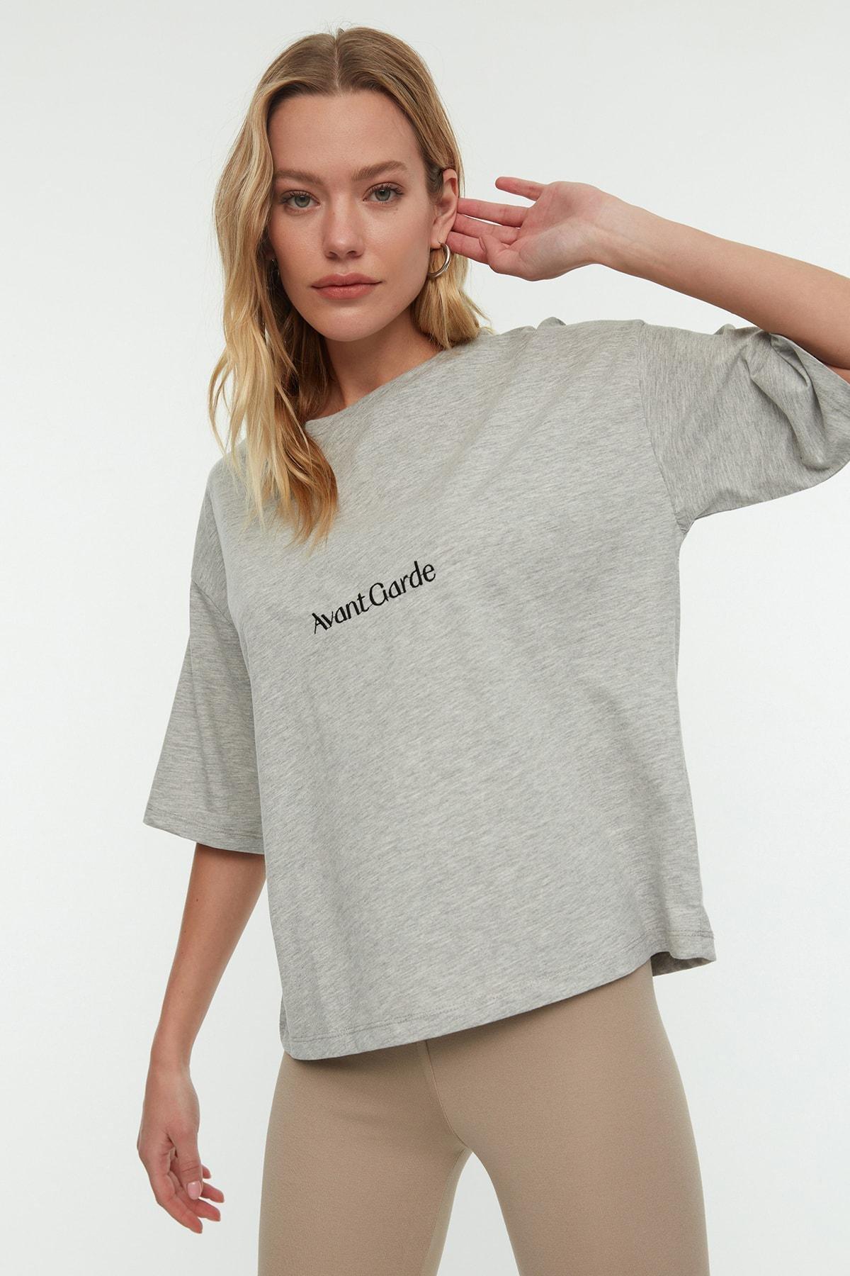 Trendyol - Gray Printed T-Shirt