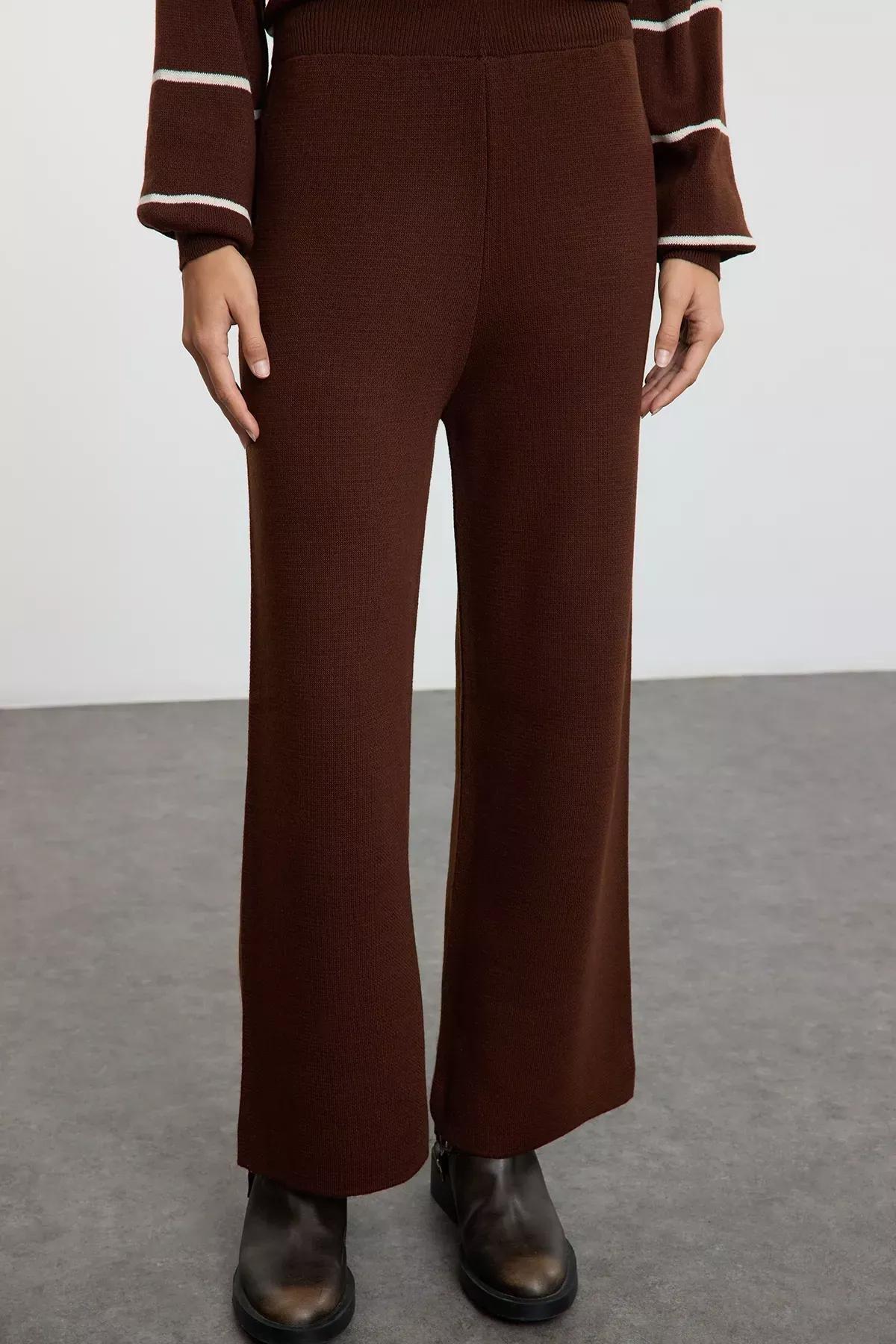 Brown Striped Knitwear Set, Brown, large image number 3