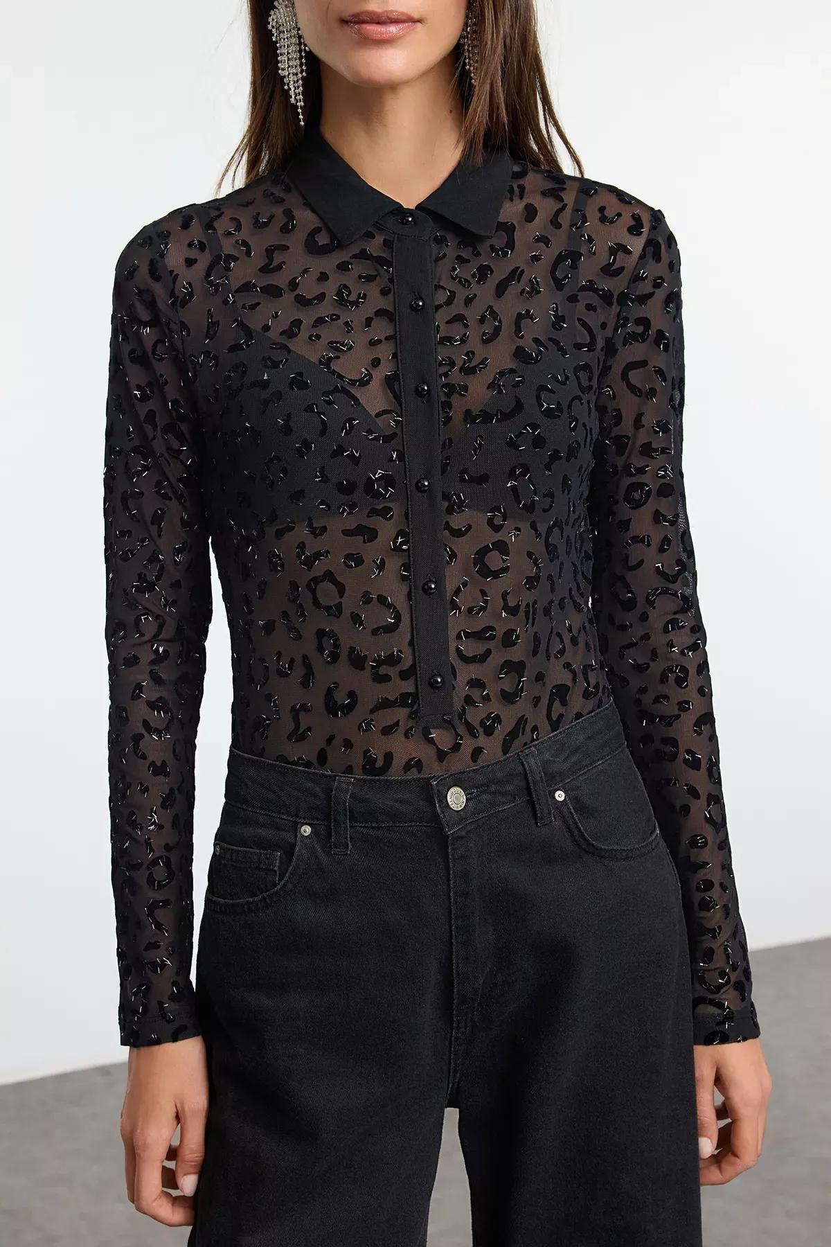 Black Knitted Bodysuit, , large image number 2