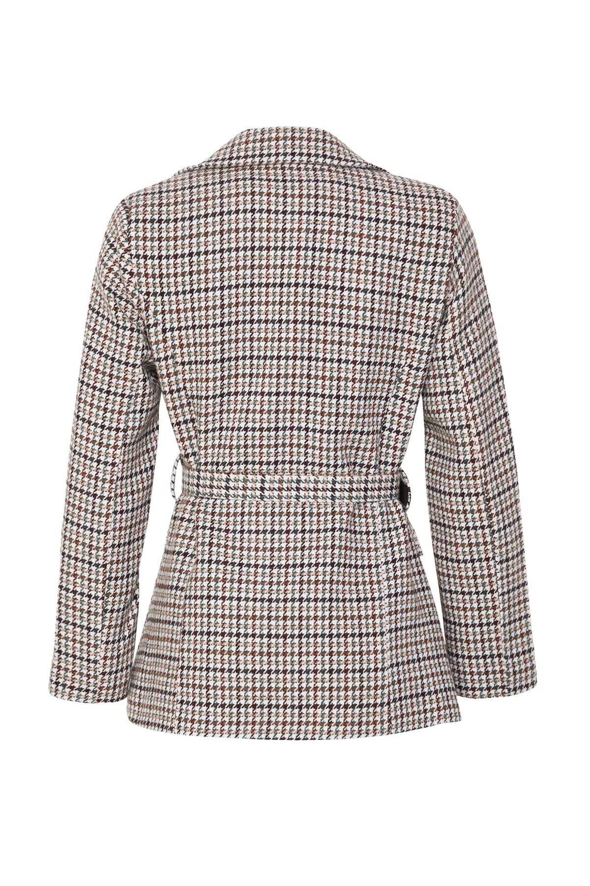 Multicolour Belted Woven Blazer, , large image number 5