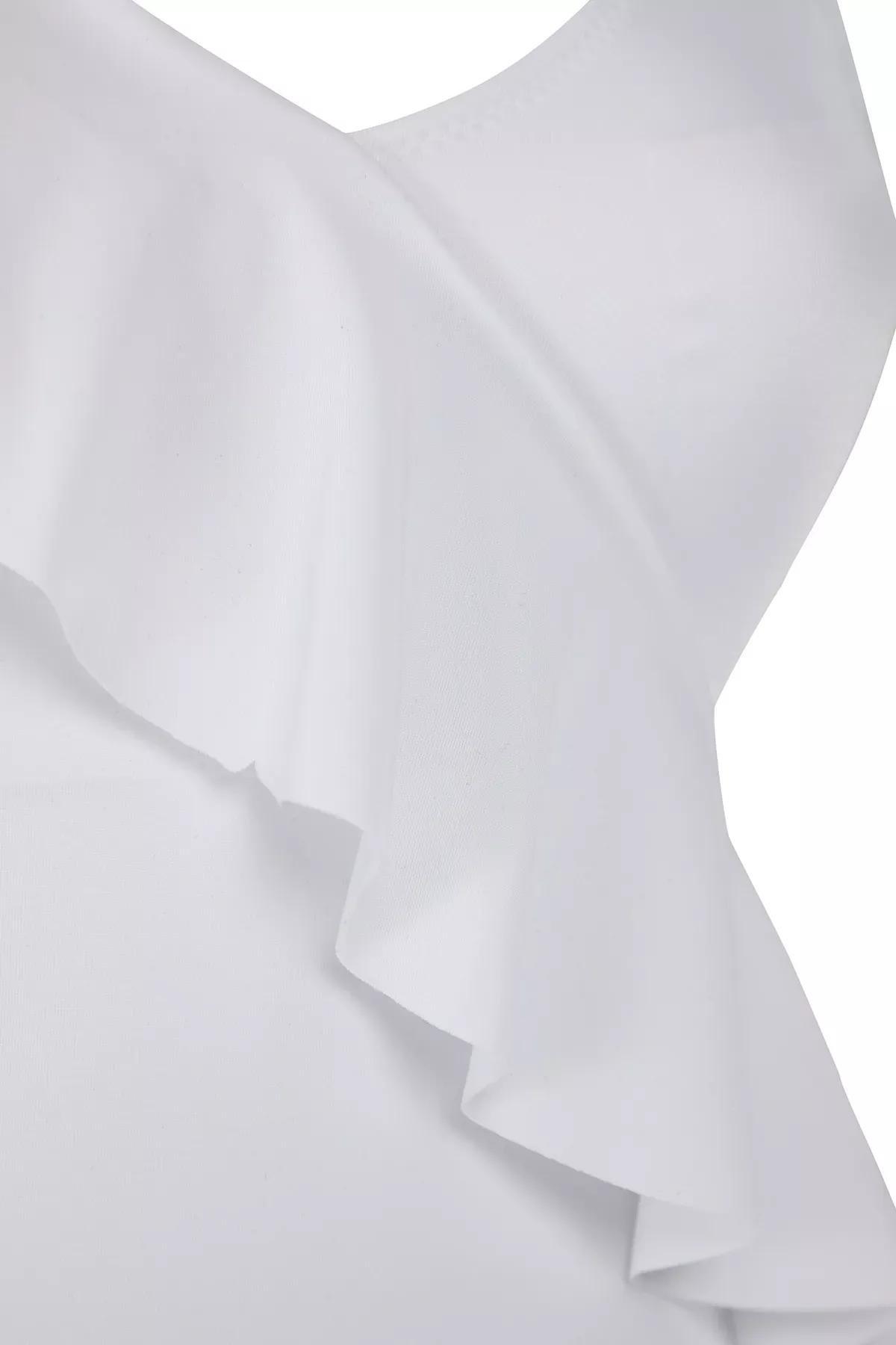 White One Shoulder Flounce Swimsuit, C101_1979, large image number 5