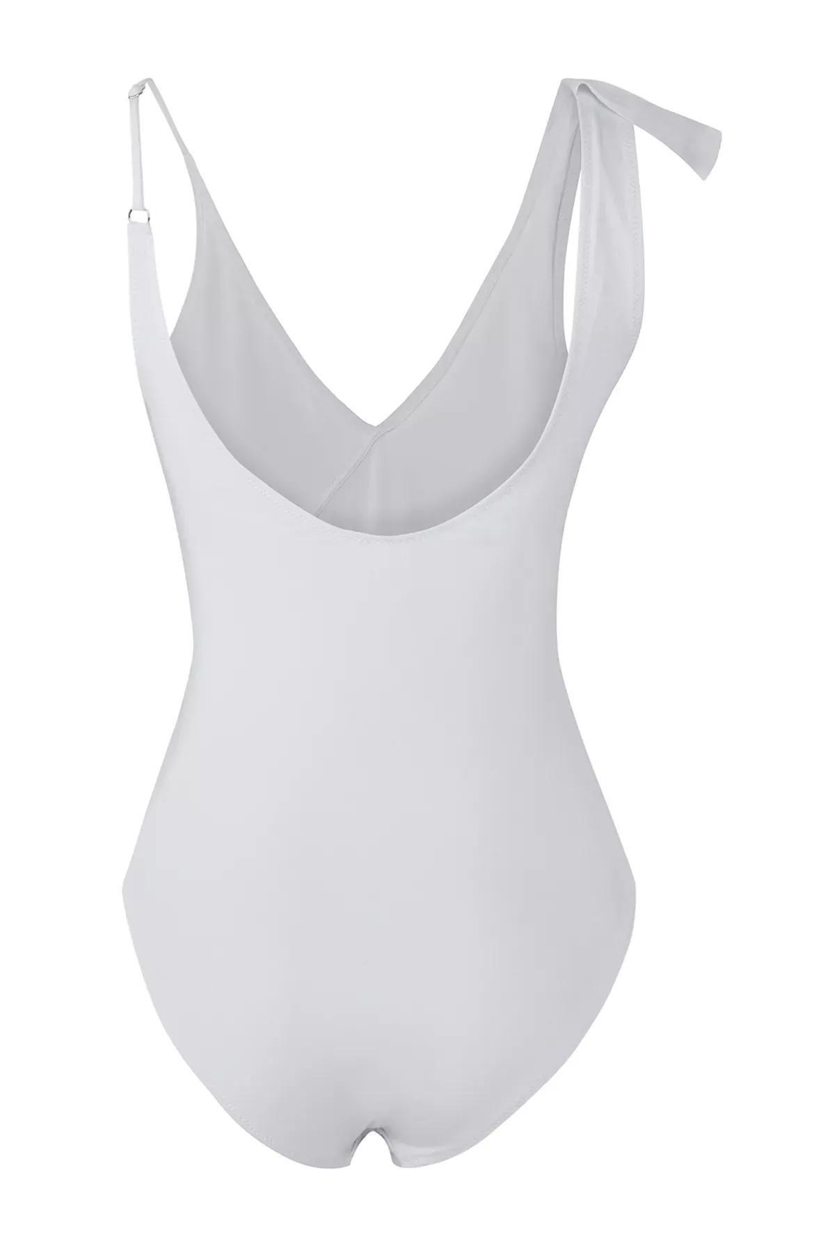 White One Shoulder Flounce Swimsuit, C101_1979, large image number 7