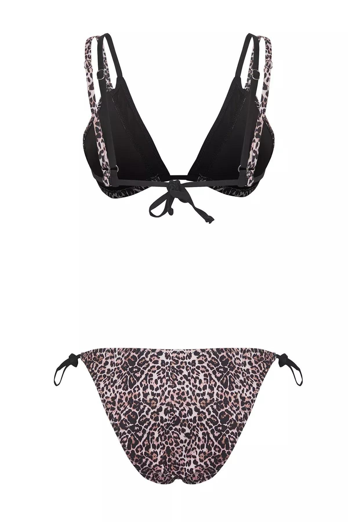 Black Leopard Patterned Brazilian Bikini Set, C101_7382, large image number 5