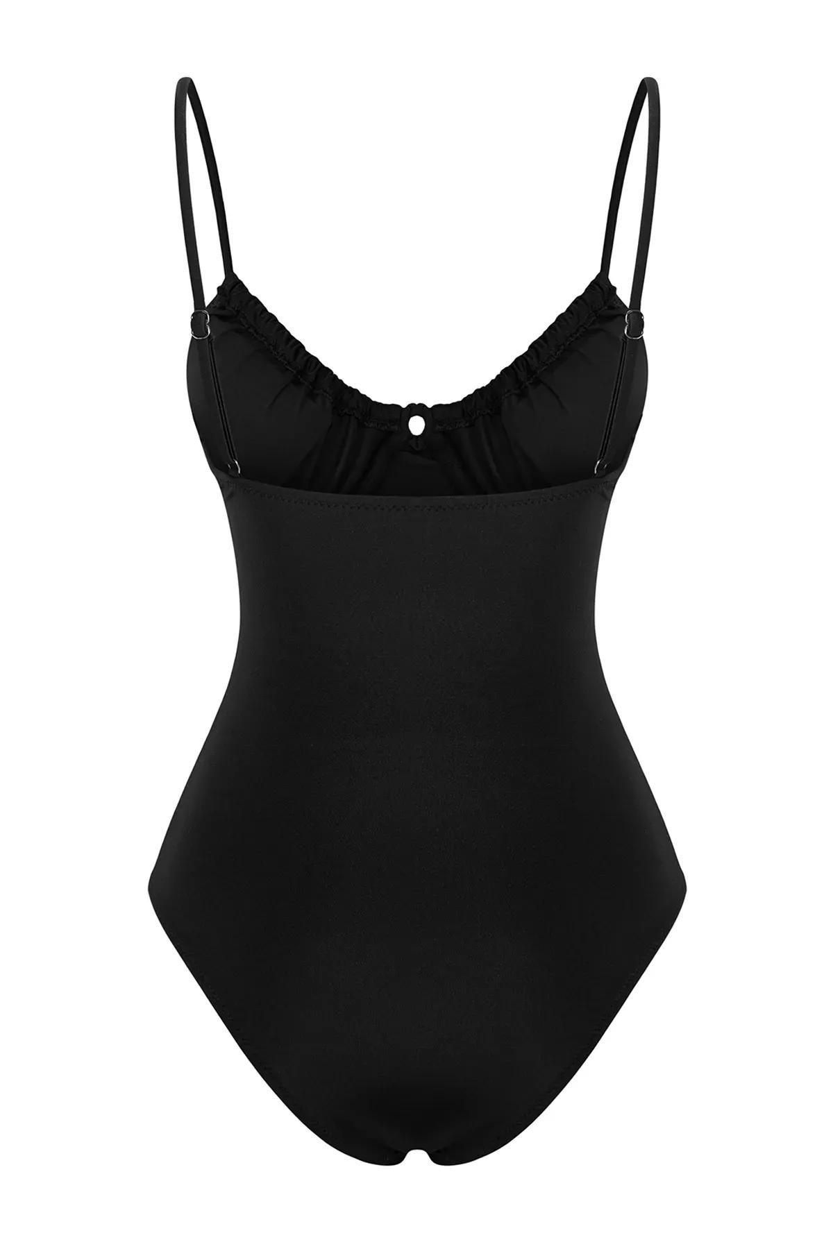 Black Tie Detail Underwire Tunnel Swimsuit, , large image number 5
