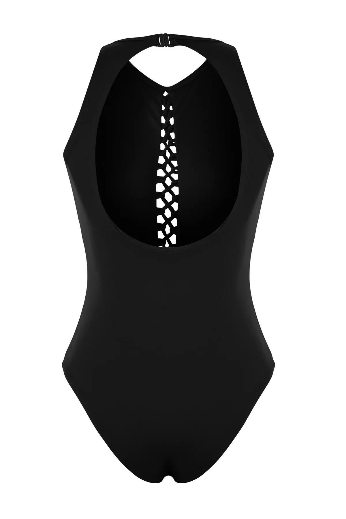 Black Halter Neck Swimsuit, C101_2094, large image number 6