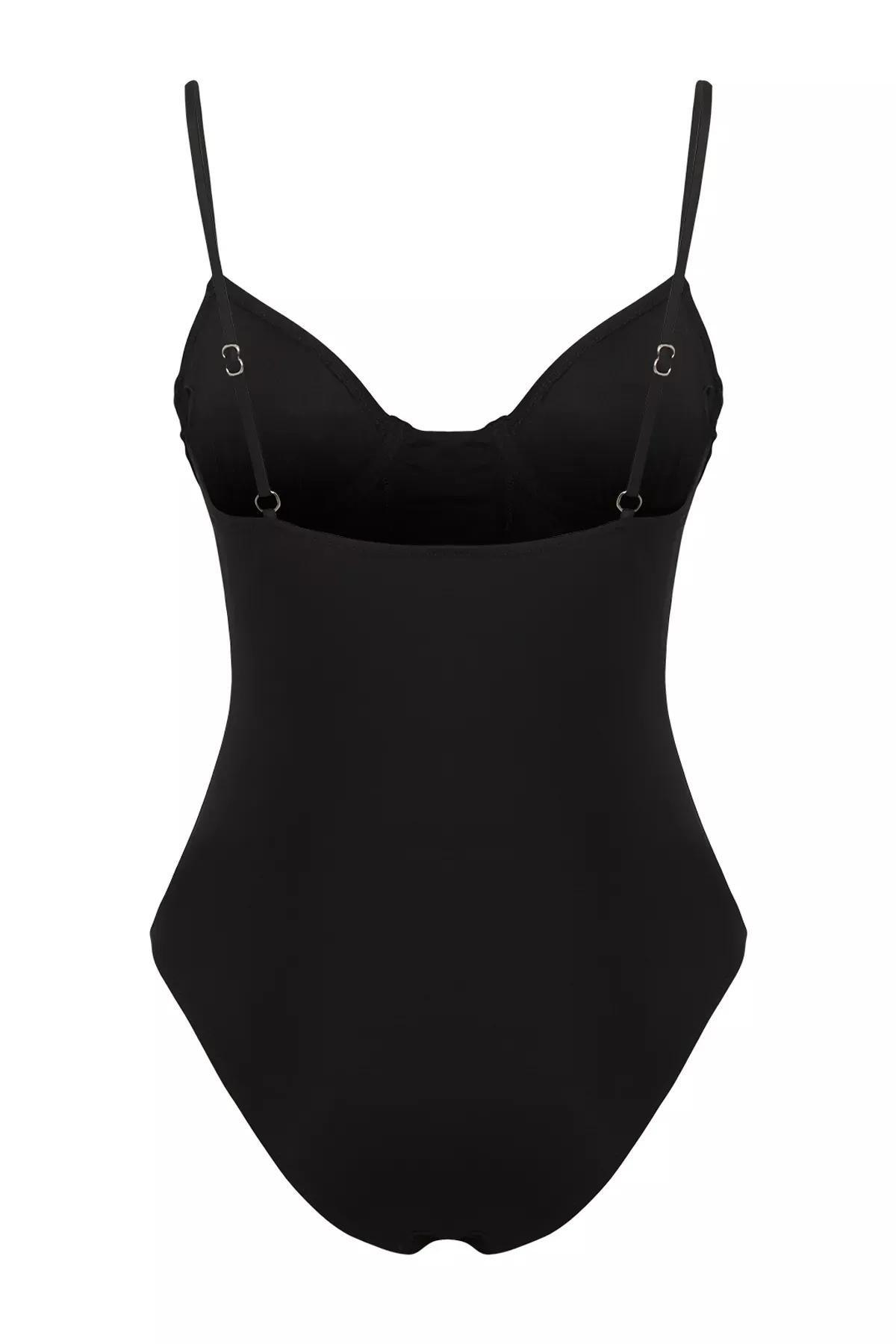 Black Balconette Eyelet Swimsuit, , large image number 5