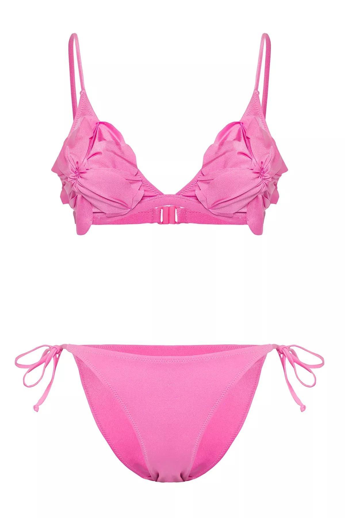 Pink Triangle Floral Applique Bikini Set, C101_1904, large image number 4