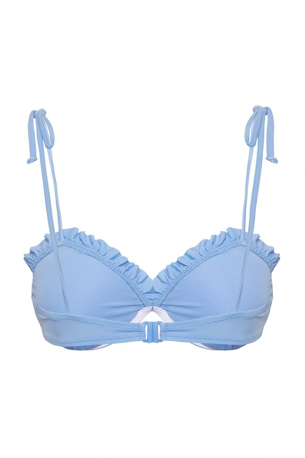 Blue Balconette Frilled Bikini Top, , large image number 5