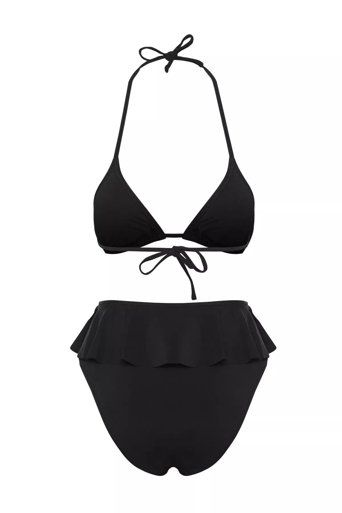 Black Triangle Ruffle Bikini Set, , large image number 5