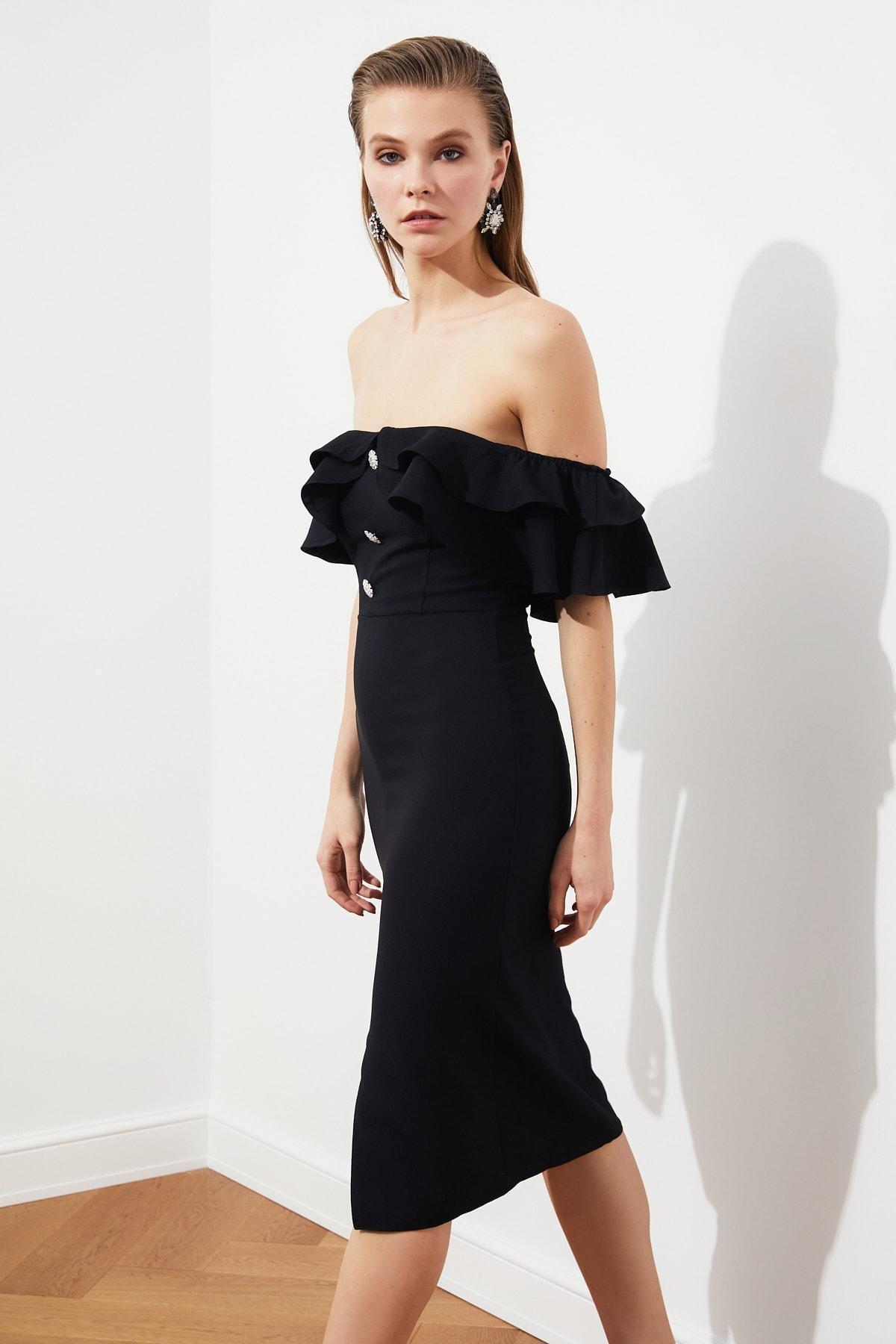 Black Bodycon Midi Dress, , large image number 1