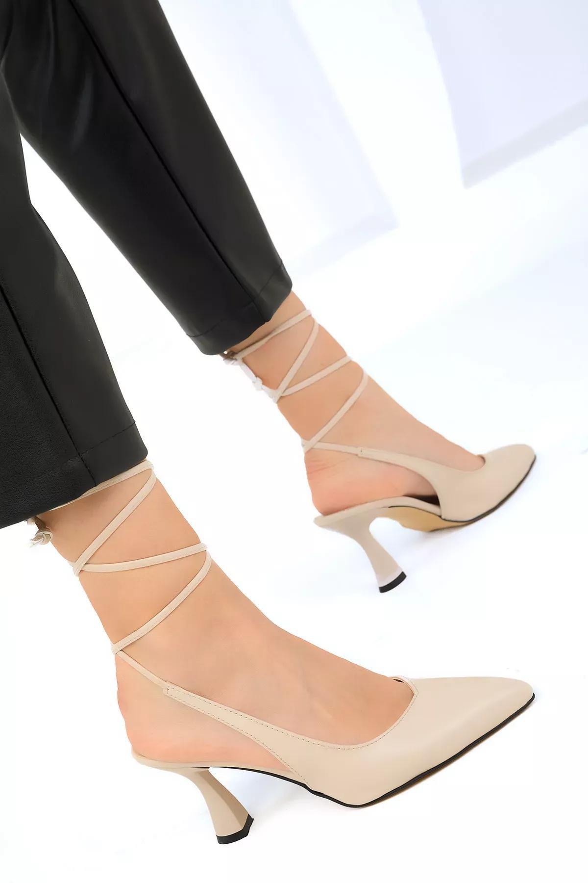 Beige Classic Heeled Shoes, , large image number 6