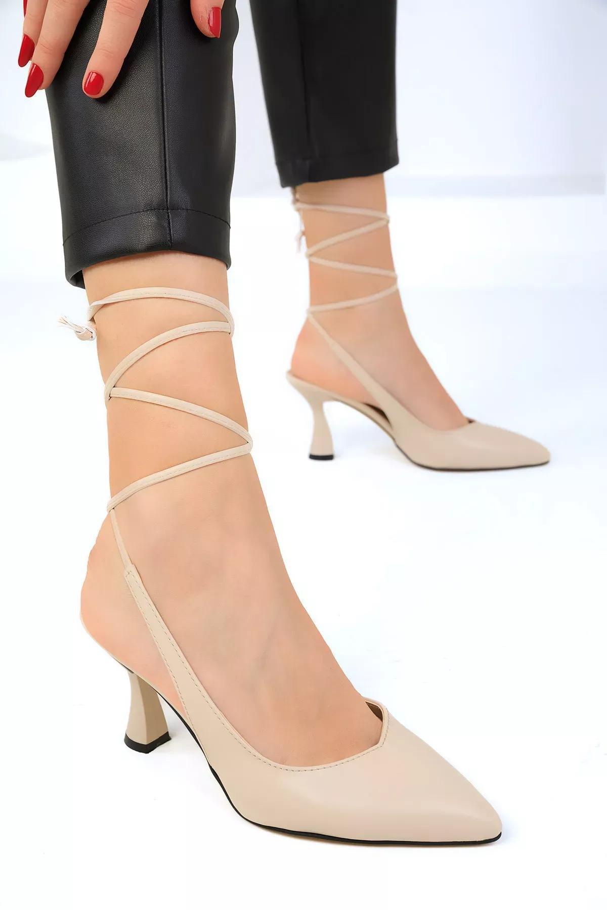 Beige Classic Heeled Shoes, , large image number 7