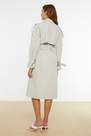 Trendyol - Grey Double-Breasted Maxi Trench Coat