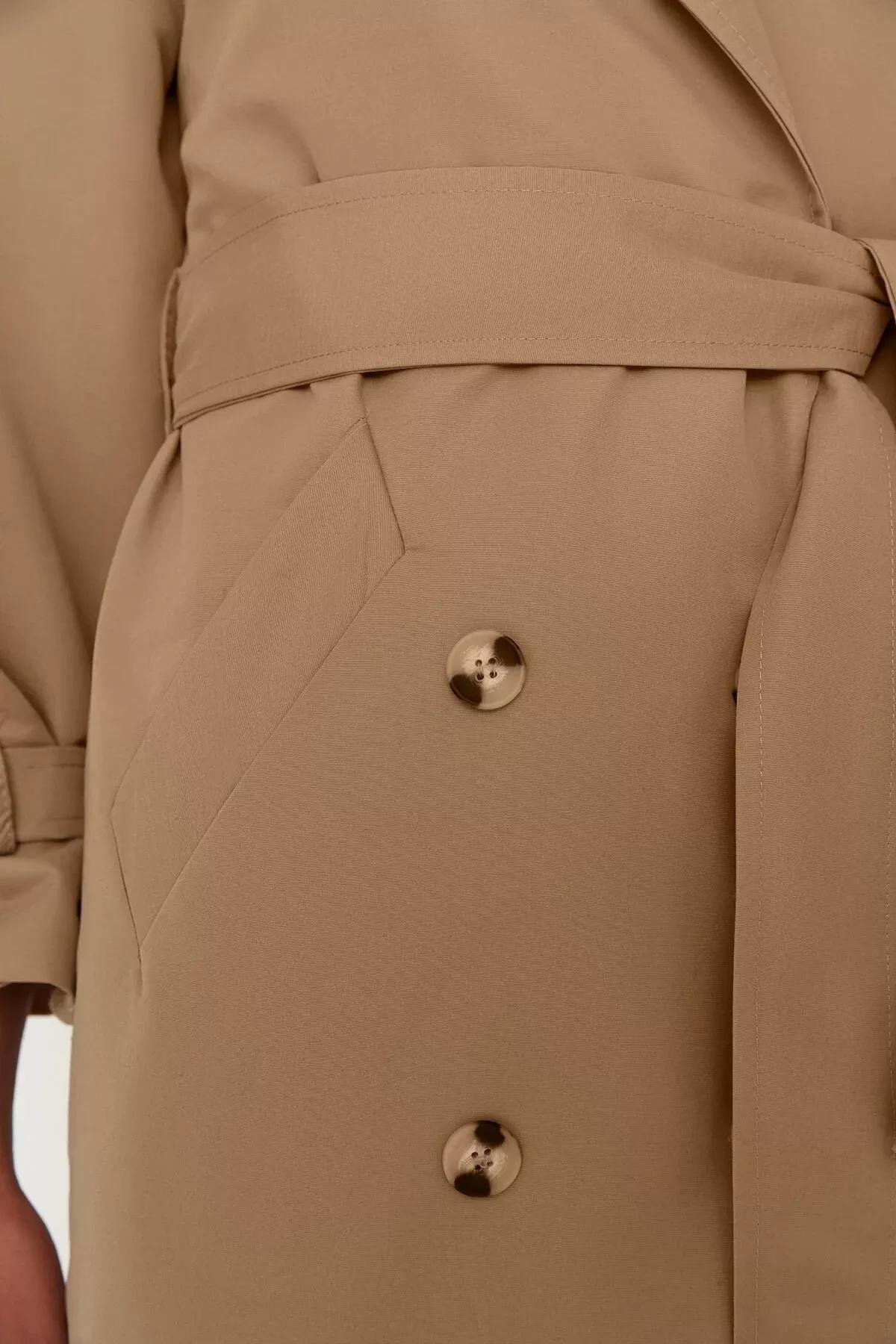 Brown Double-Breasted Maxi Trench Coat, Brown, large image number 7