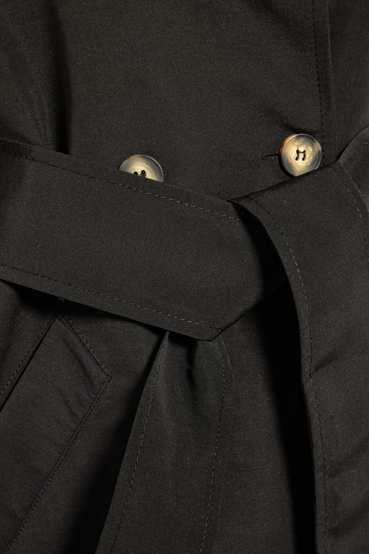 Black Double-Breasted Trench Coat, , large image number 6