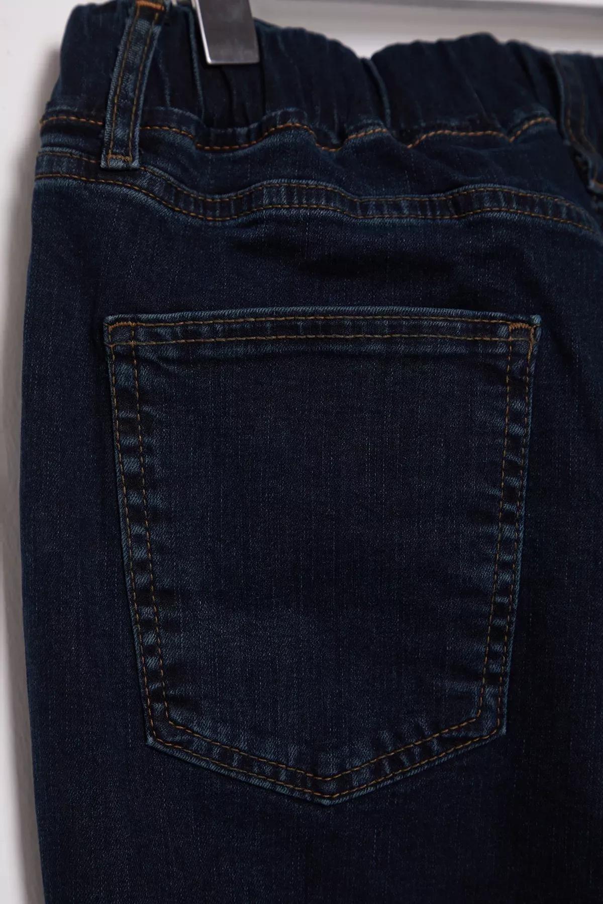 Navy Elastic Waist Flared Jeans, , large image number 6