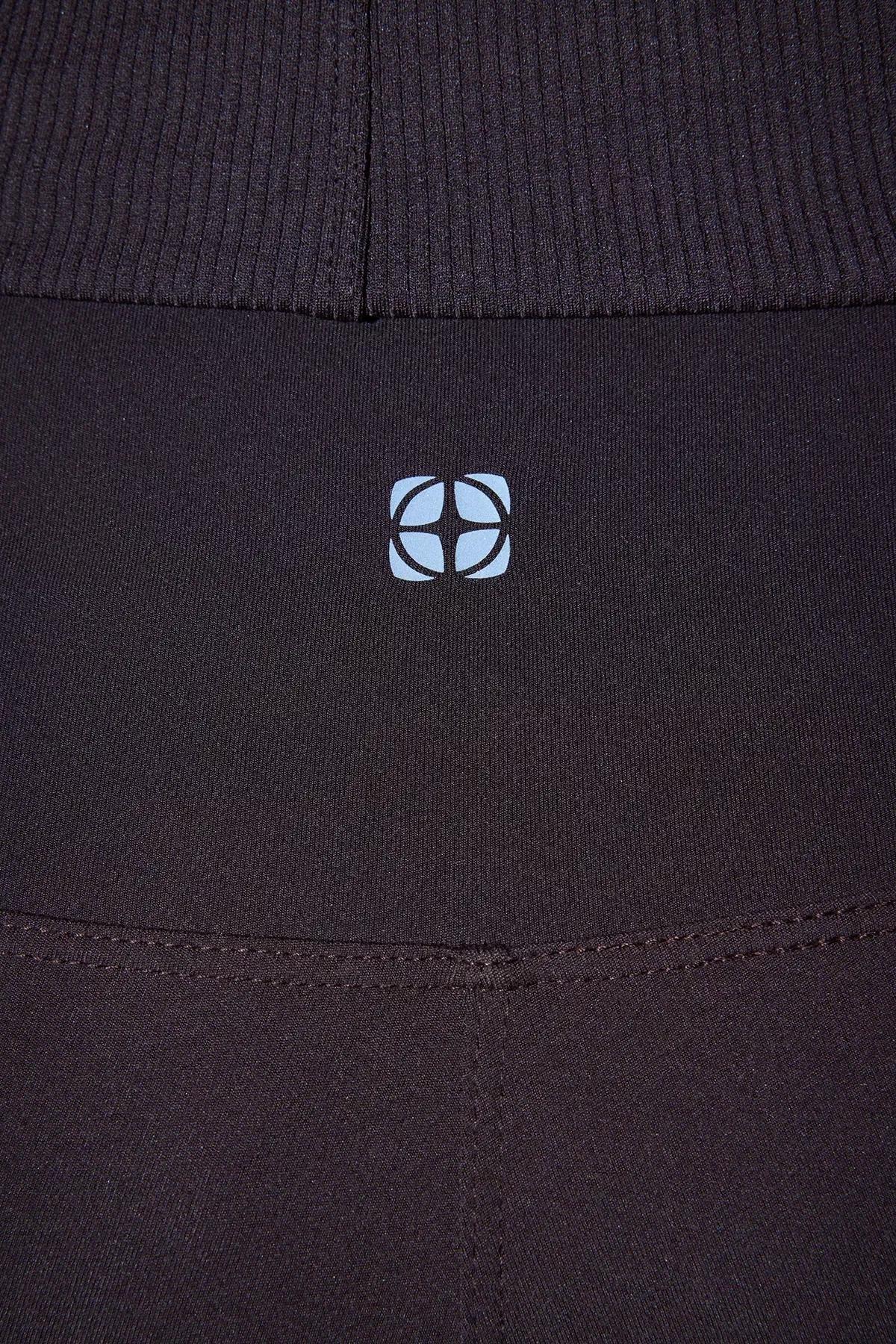 Brown Brushed Printed Detailed Knitted Sports Tights, Brown, medium