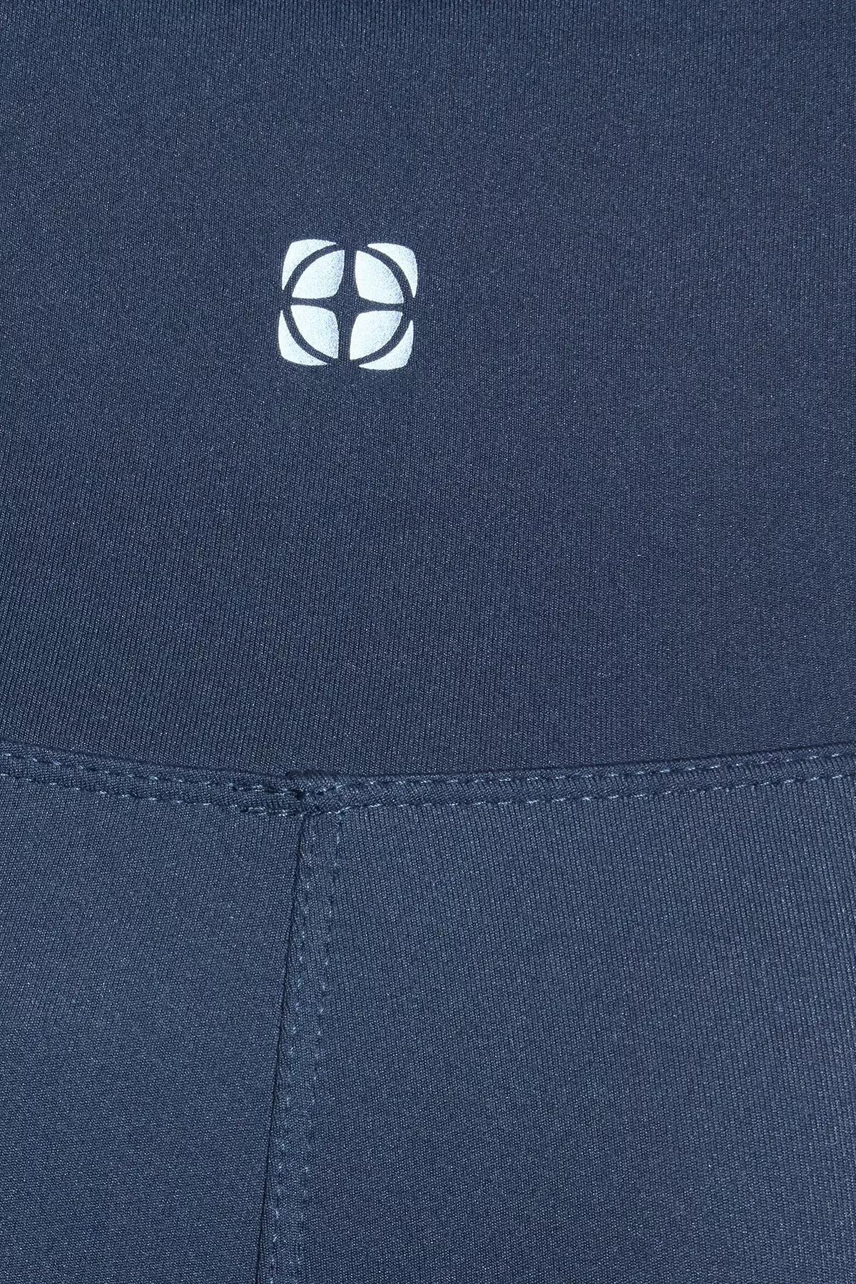 Grey Brushed Printed Detailed Sports Tights, Anthracite, large image number 3