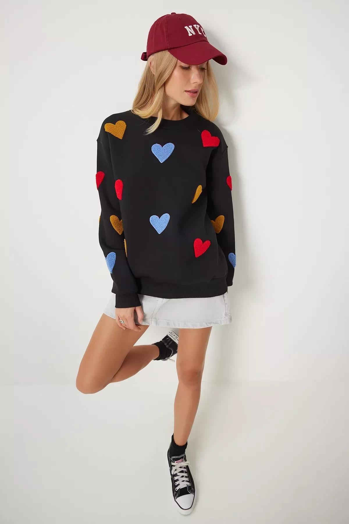 Black Textured Raised Knitted Sweatshirt, , large image number 0