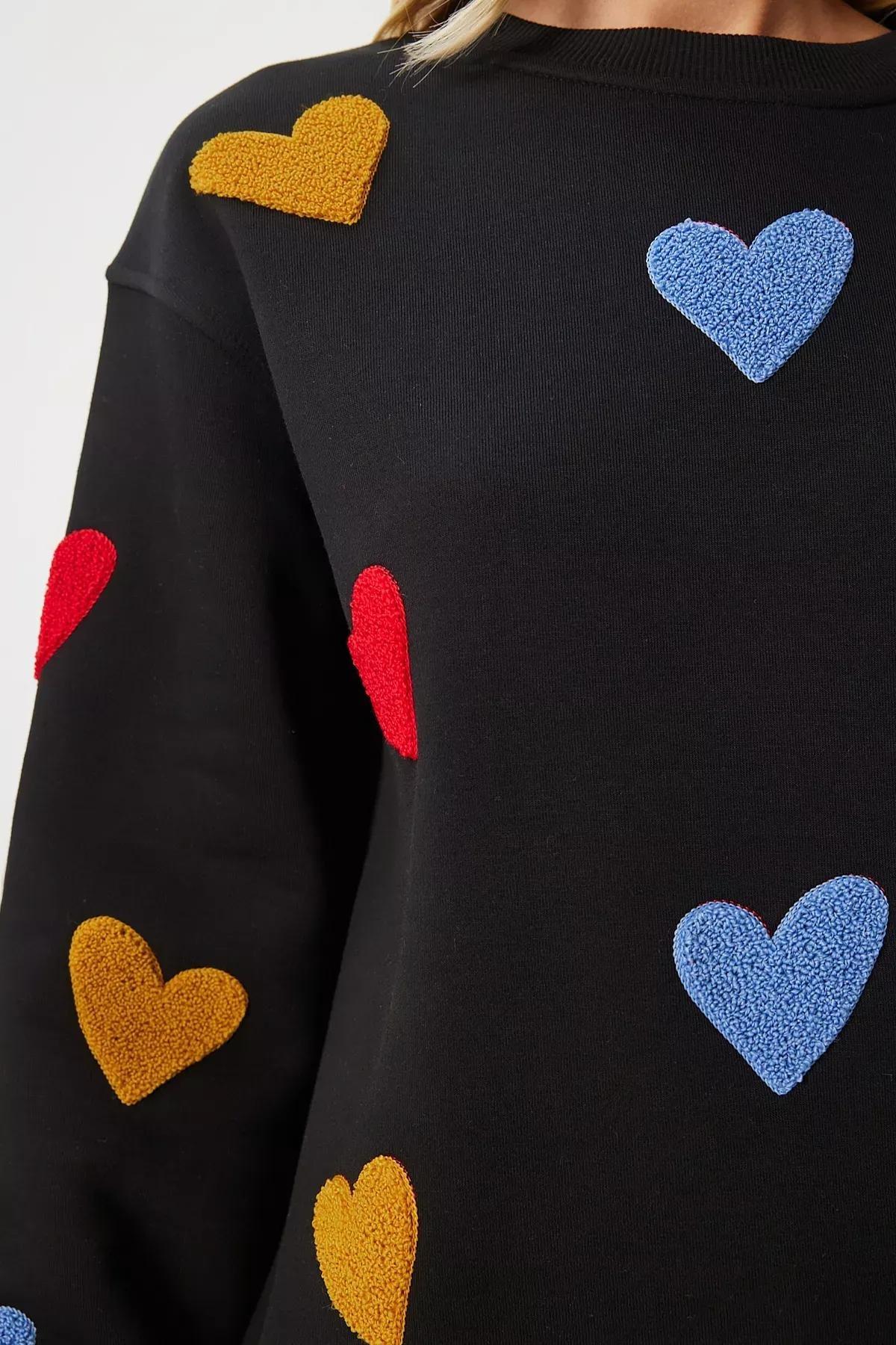 Black Textured Raised Knitted Sweatshirt, , large image number 2