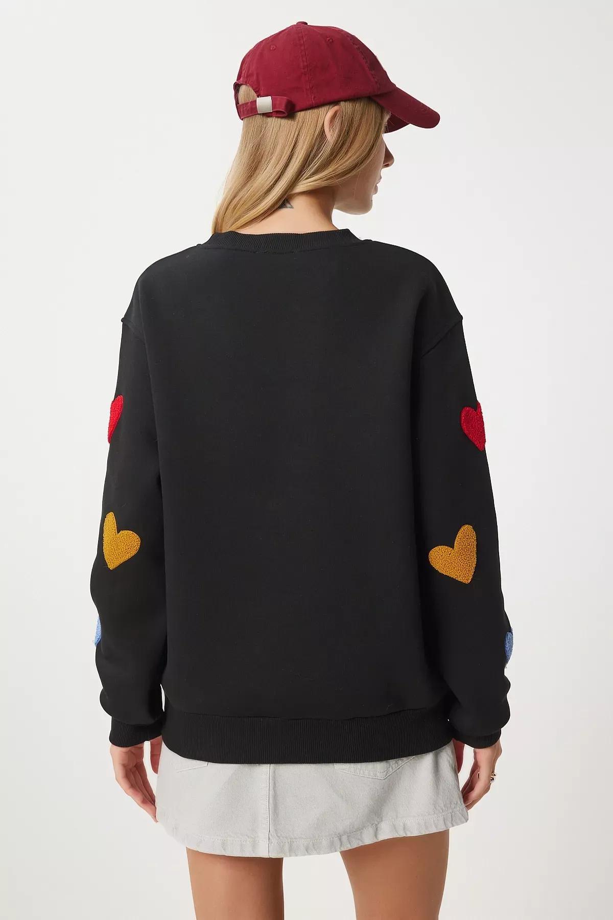 Black Textured Raised Knitted Sweatshirt, , large image number 3