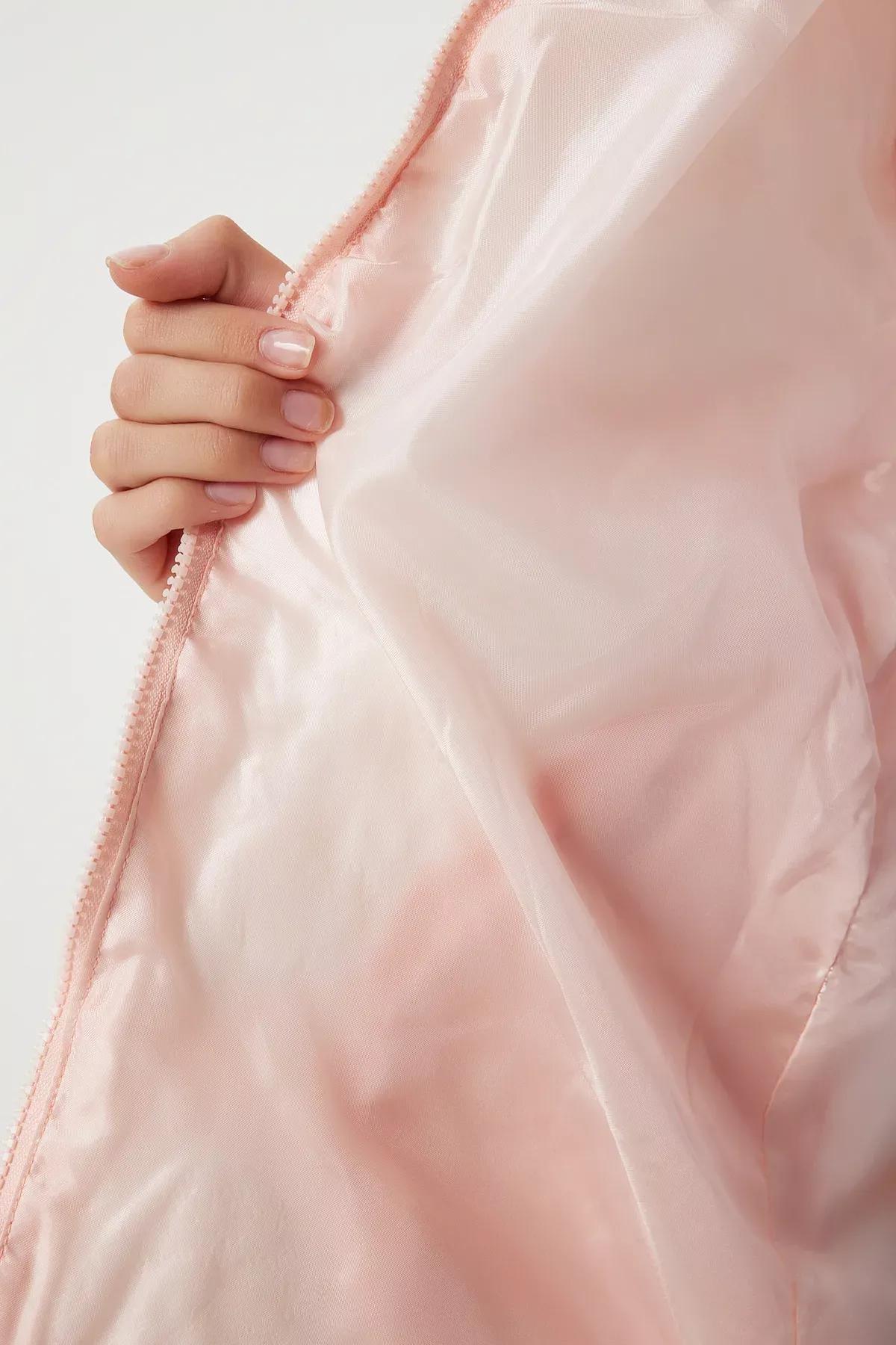 Pink Waist Drawstring Puffer Vest, Pink, large image number 6
