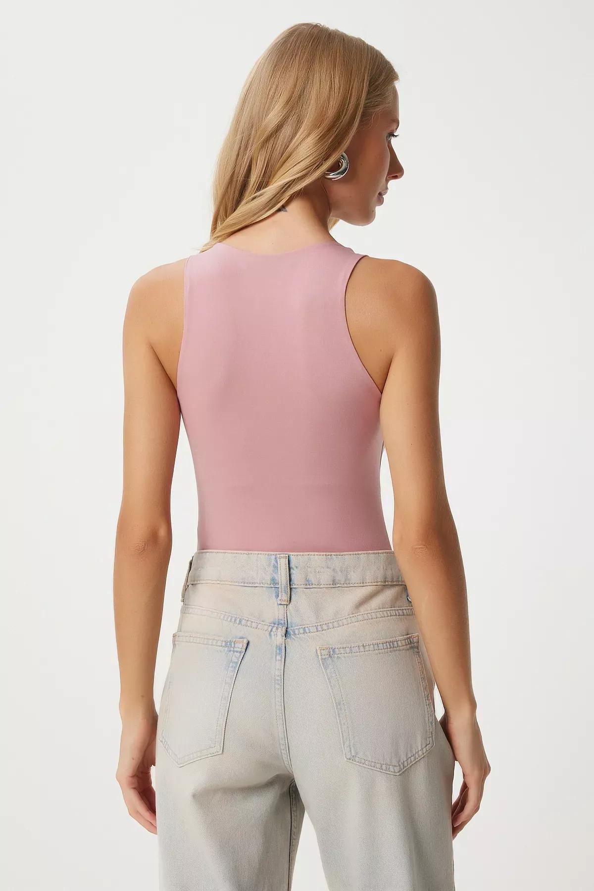 Pink Color Crew Neck Snap Bodysuit, , large image number 4