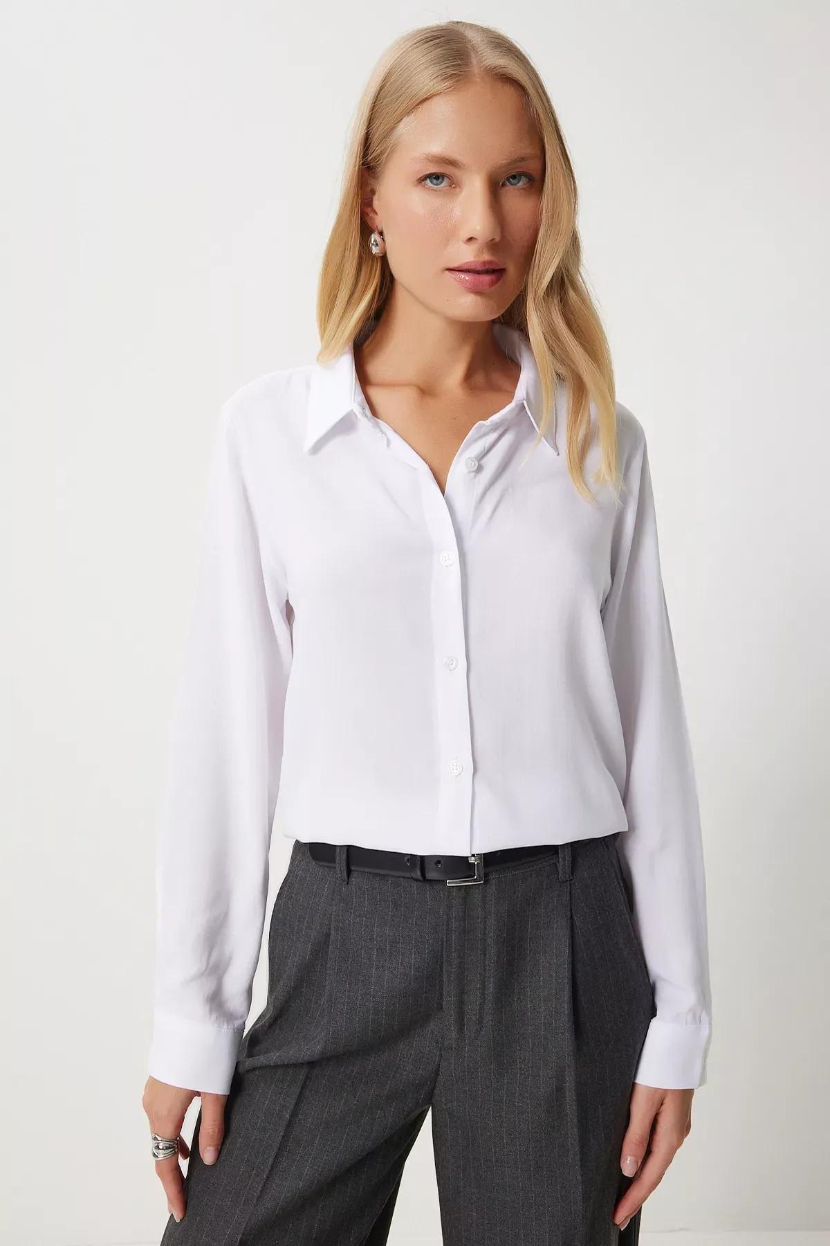 Beige Relaxed Viscose Shirt, Ecru, large image number 0