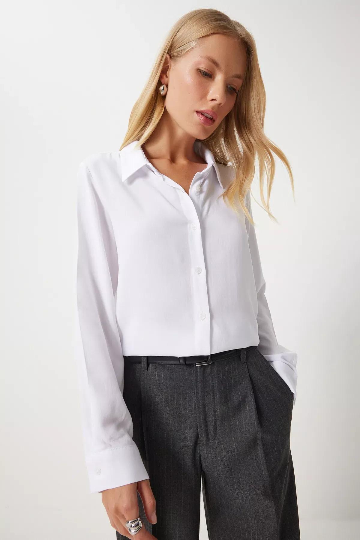 Beige Relaxed Viscose Shirt, Ecru, large image number 1