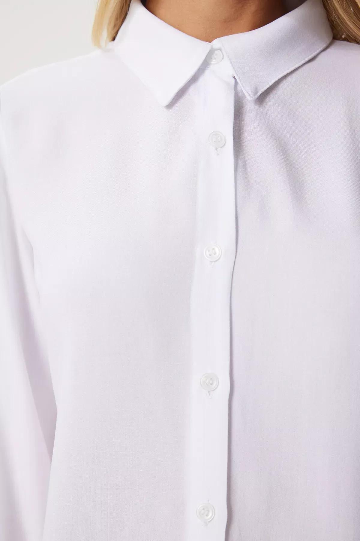 Beige Relaxed Viscose Shirt, Ecru, large image number 2