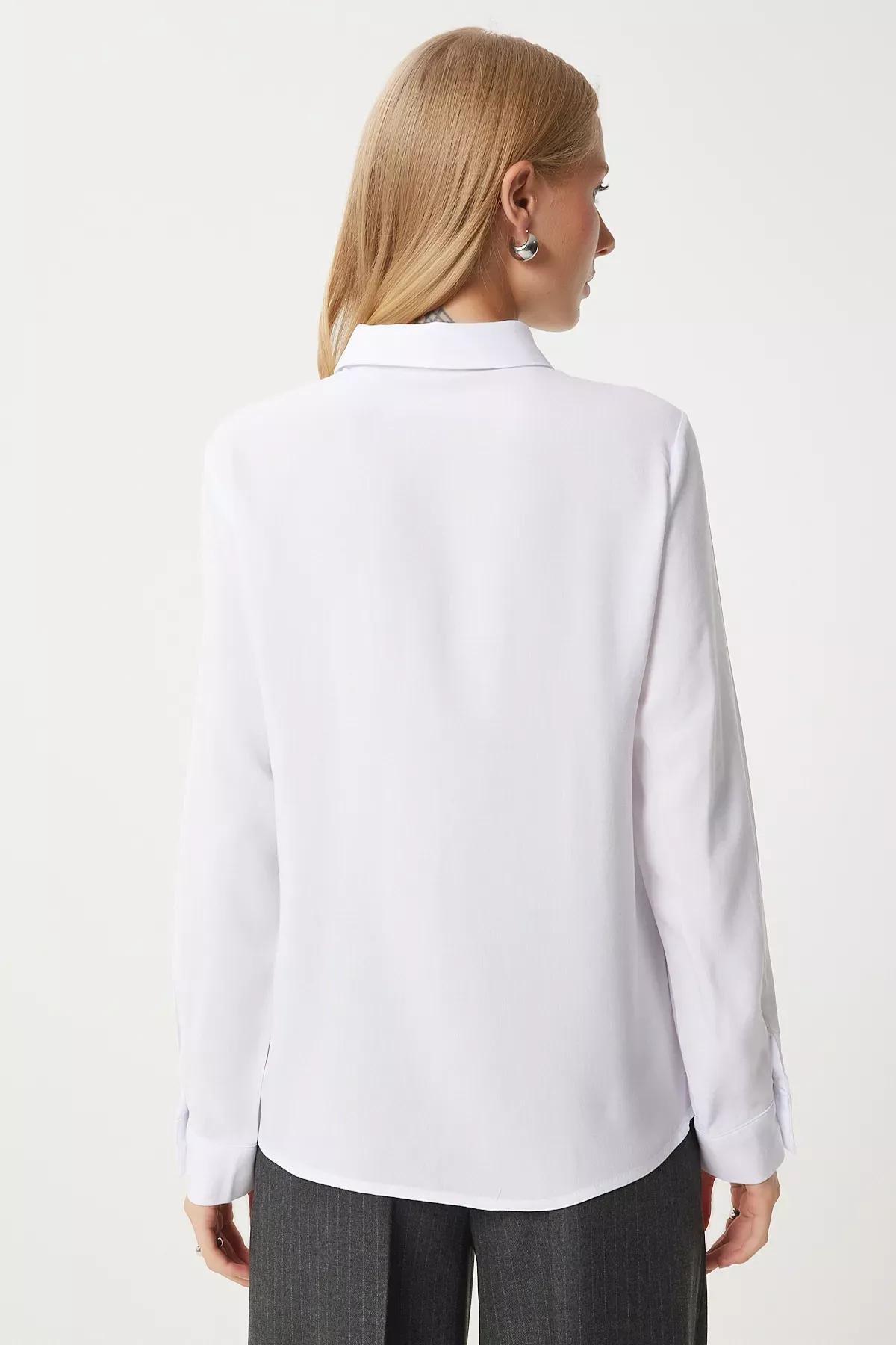 Beige Relaxed Viscose Shirt, Ecru, large image number 3