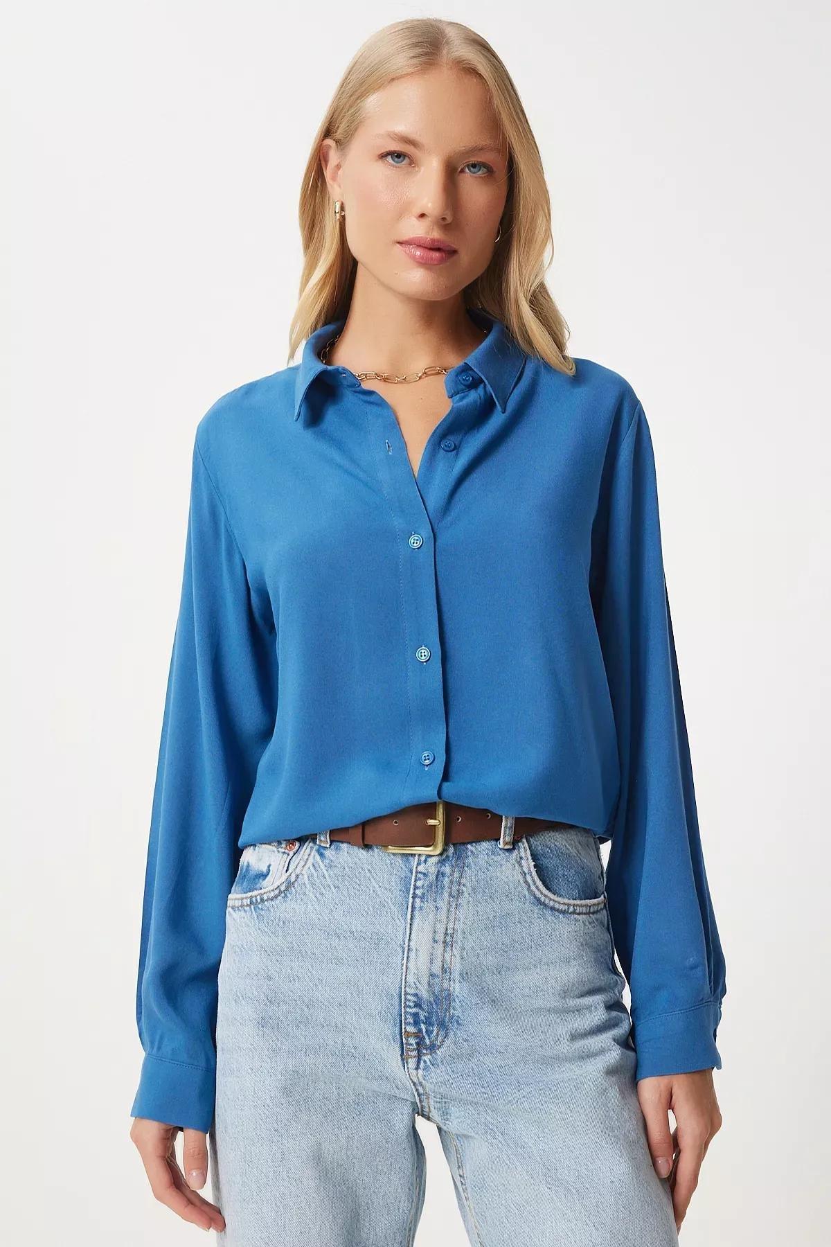 قميص بقصة مريحة، أزرق, INDIGO BLUE, large image number 1