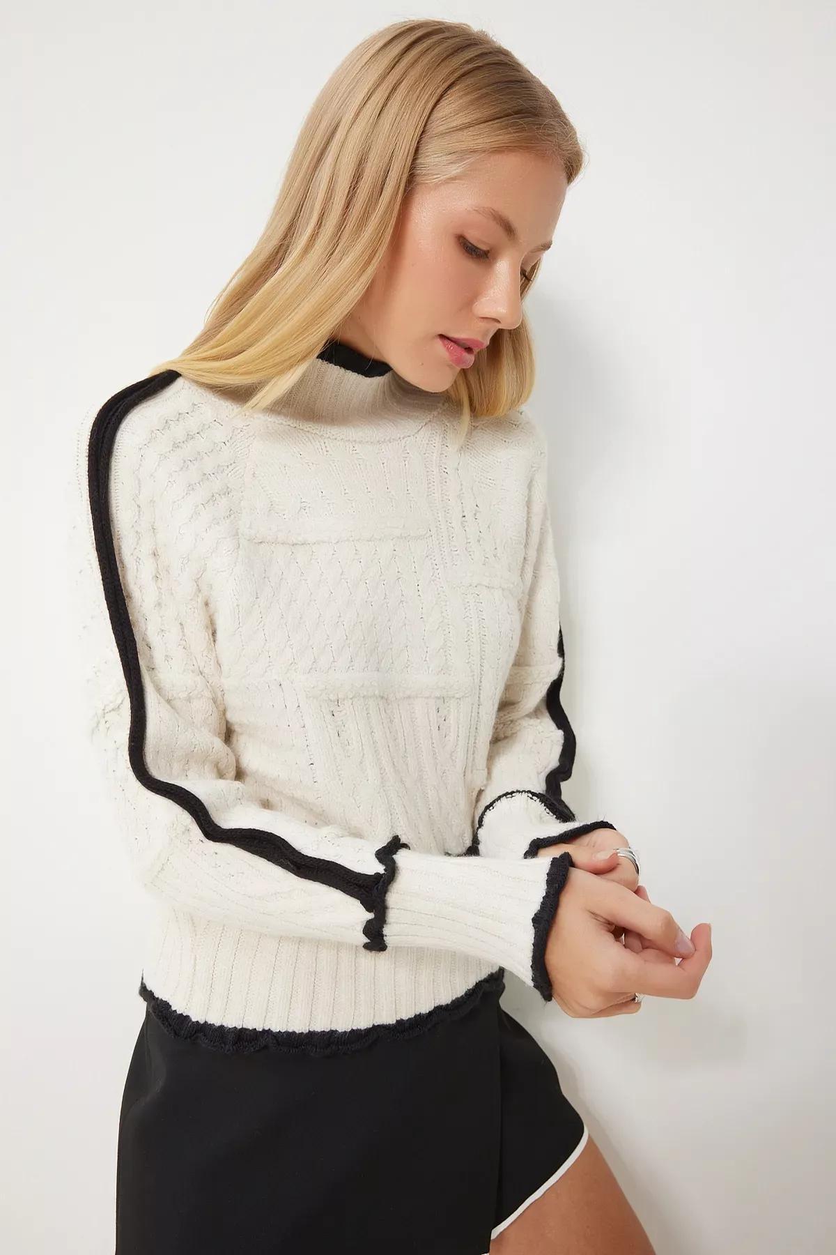 Beige Cashmere Belted Gold Button Coat, Bone Black, large image number 3