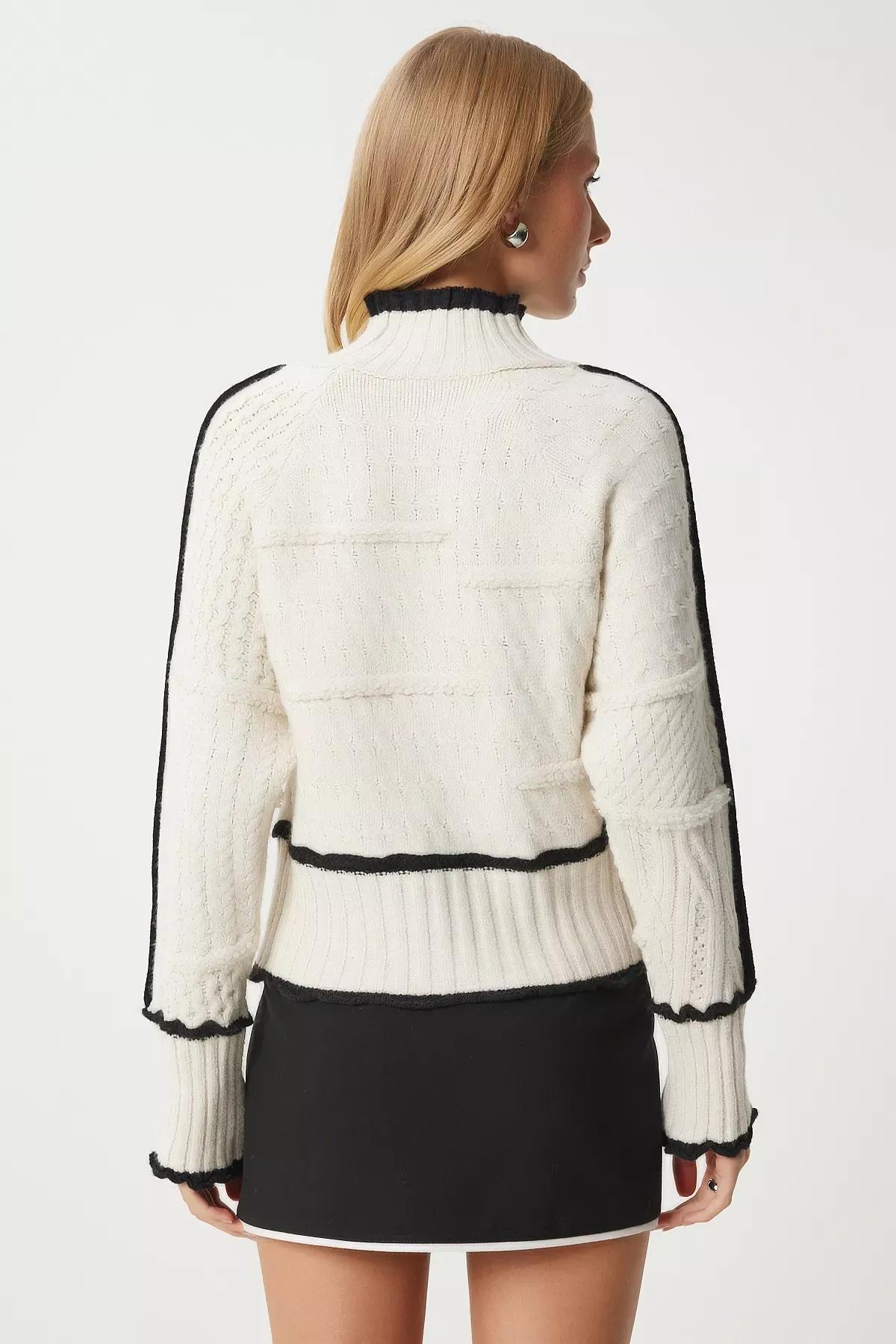 Beige Cashmere Belted Gold Button Coat, Bone Black, large image number 5