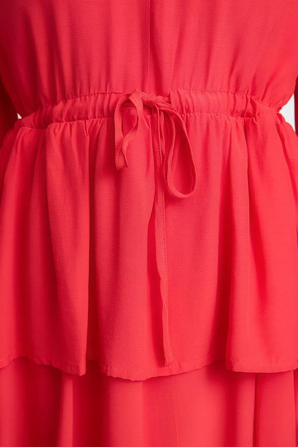 Red Wide Pattern Mini Dress, Red, large image number 3