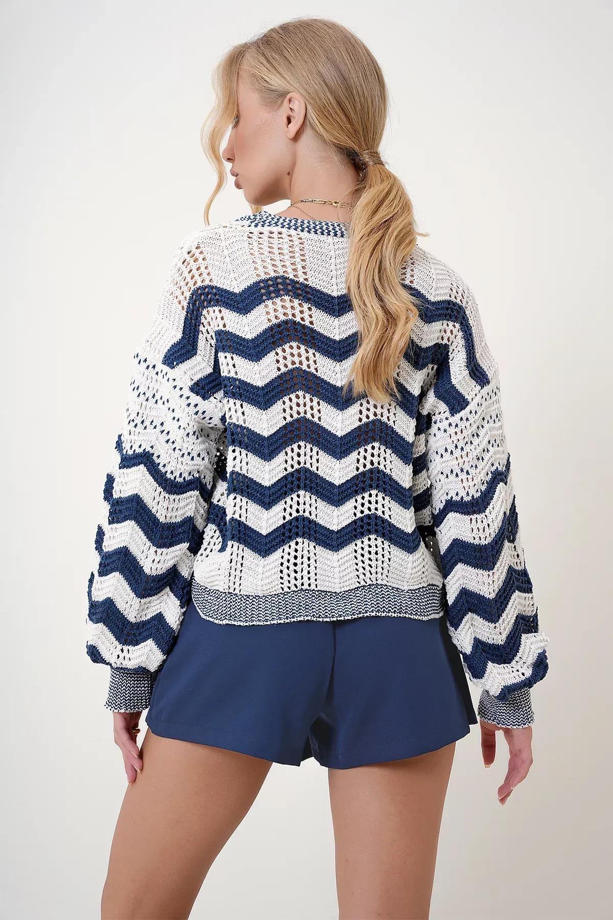 Blue Bow Tie Cardigan, Navy blue, large image number 4