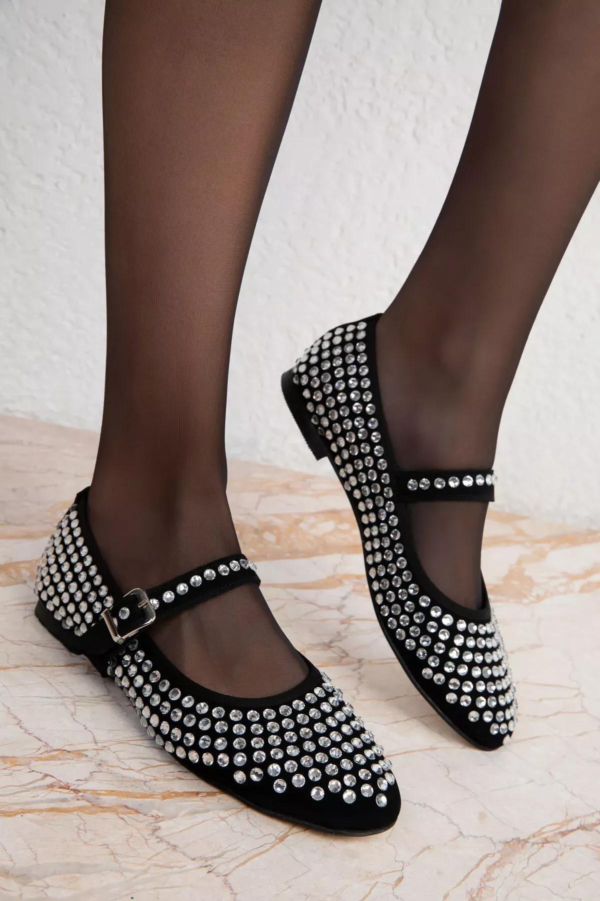 Black Ballerina Flats, , large image number 1