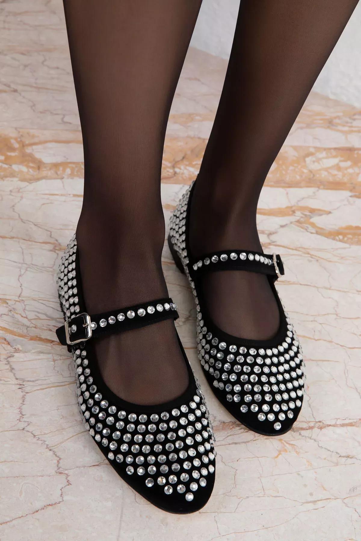 Black Ballerina Flats, , large image number 2