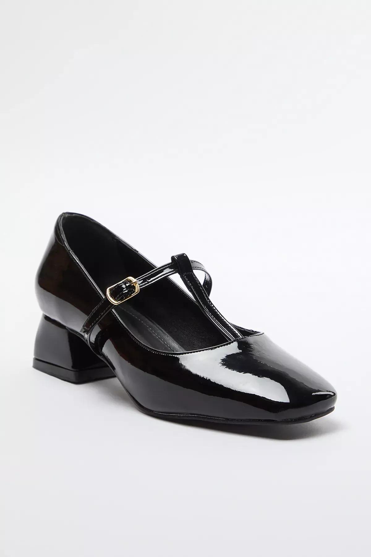 Black Patent Leather T-Strap Mary Jane Block Heel Shoes, , large image number 3