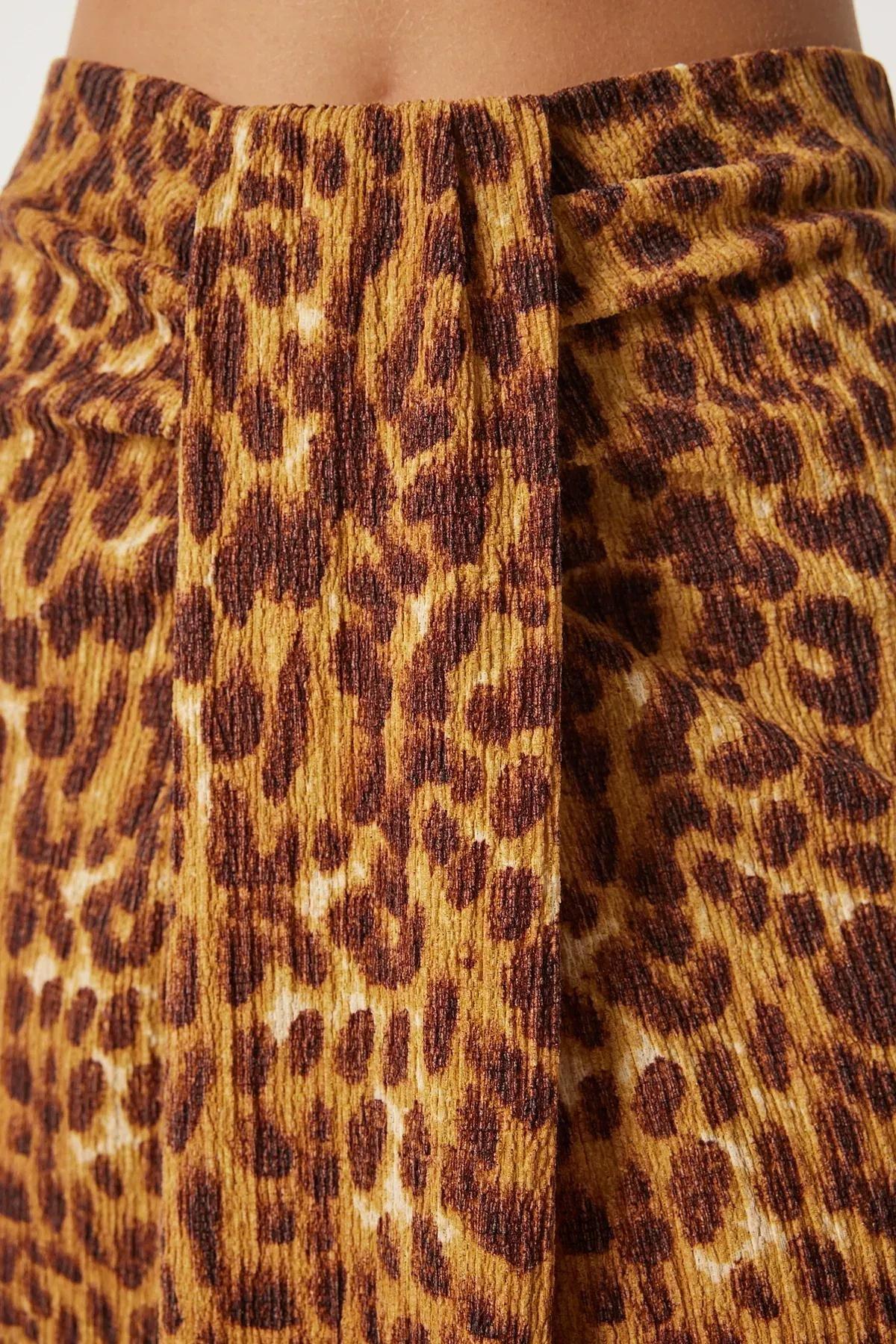 Orange Leopard Slit Skirt, , large image number 4