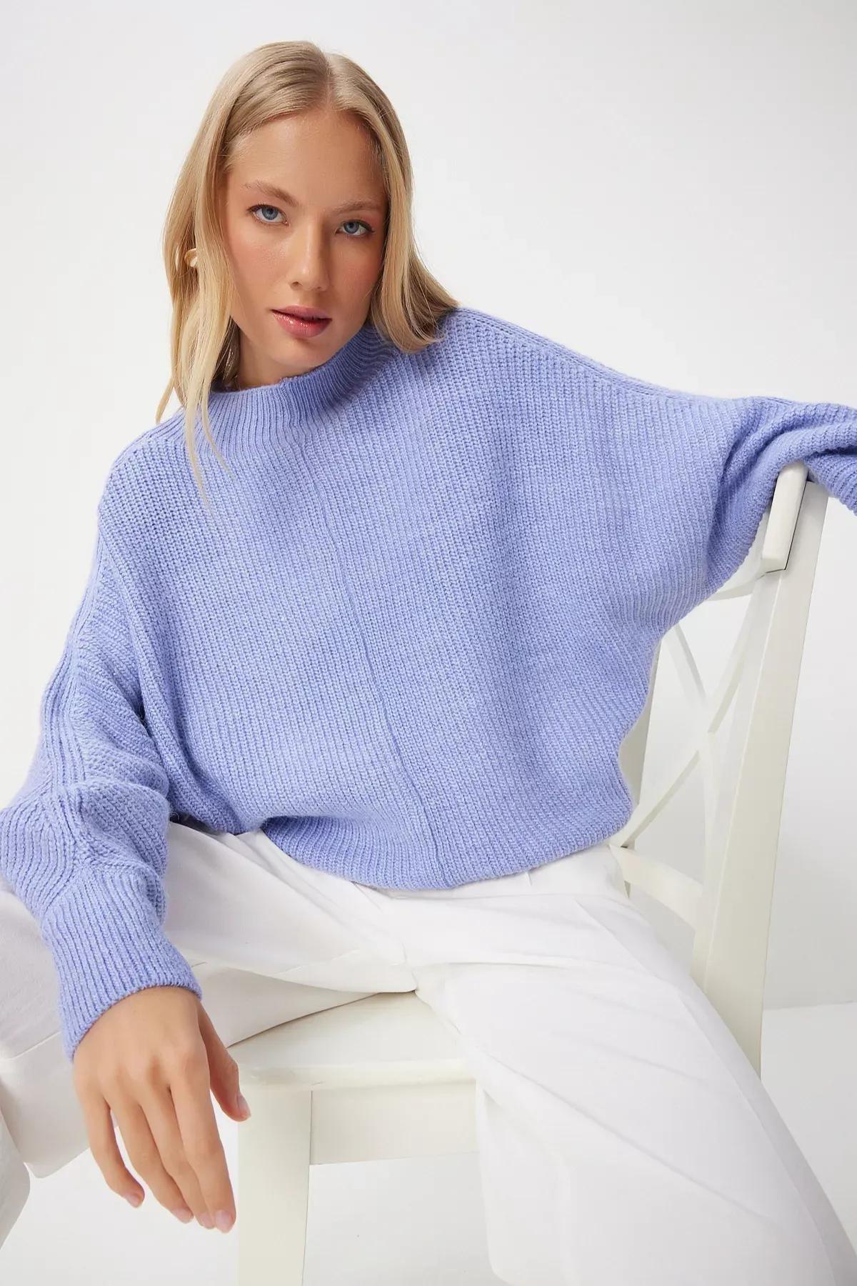 Purple Bat Sleeve Knitted Blouse, Lilac, large image number 0