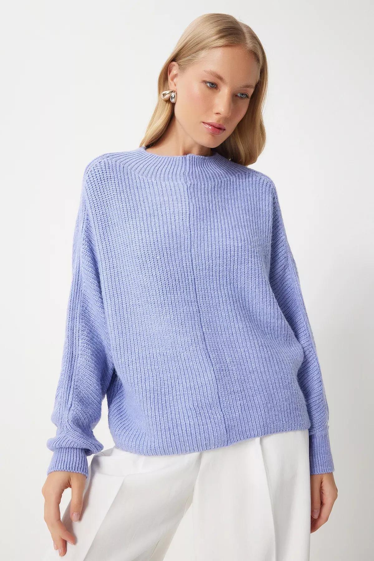 Purple Bat Sleeve Knitted Blouse, Lilac, large image number 1