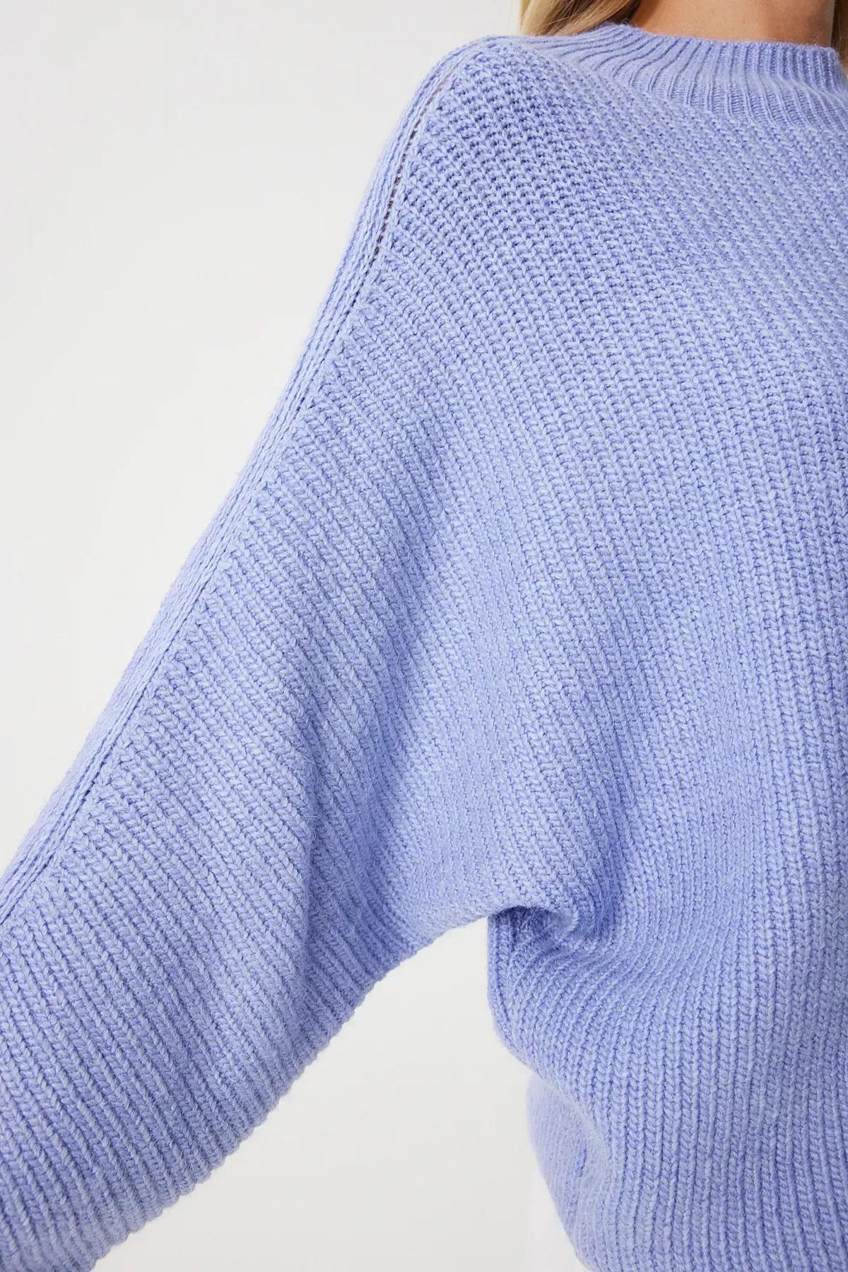Purple Bat Sleeve Knitted Blouse, Lilac, large image number 3