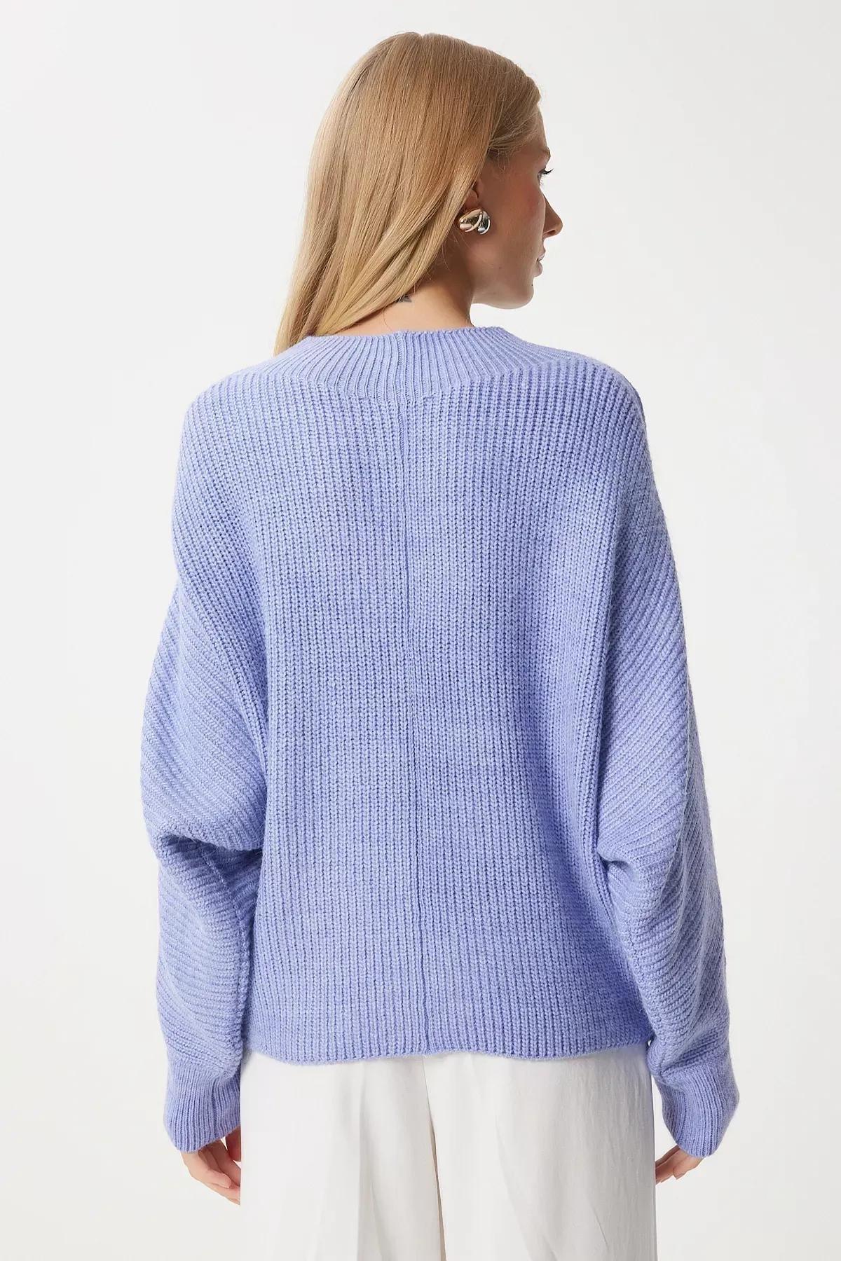 Purple Bat Sleeve Knitted Blouse, Lilac, large image number 4